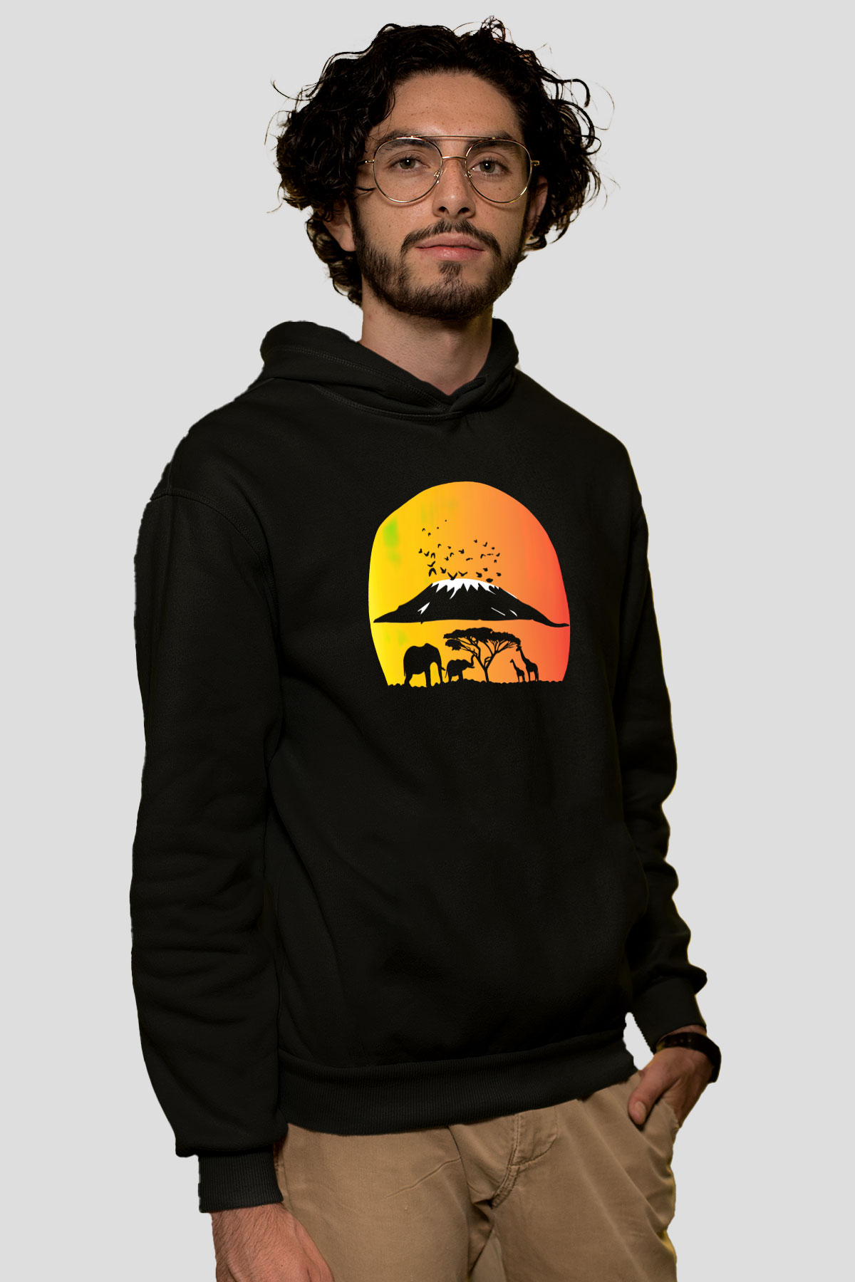 Serengeti Milli Park Siyah Unisex Hoodie