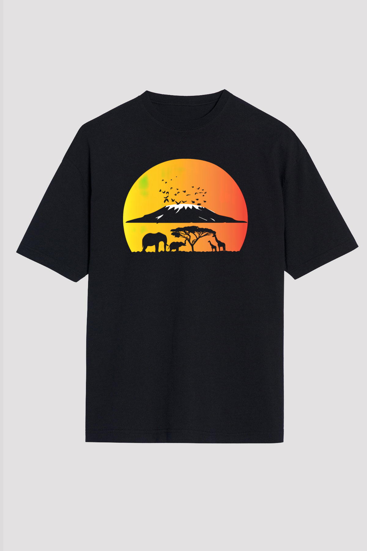 Serengeti Milli Park Siyah Unisex Oversize Tişört T-Shirt