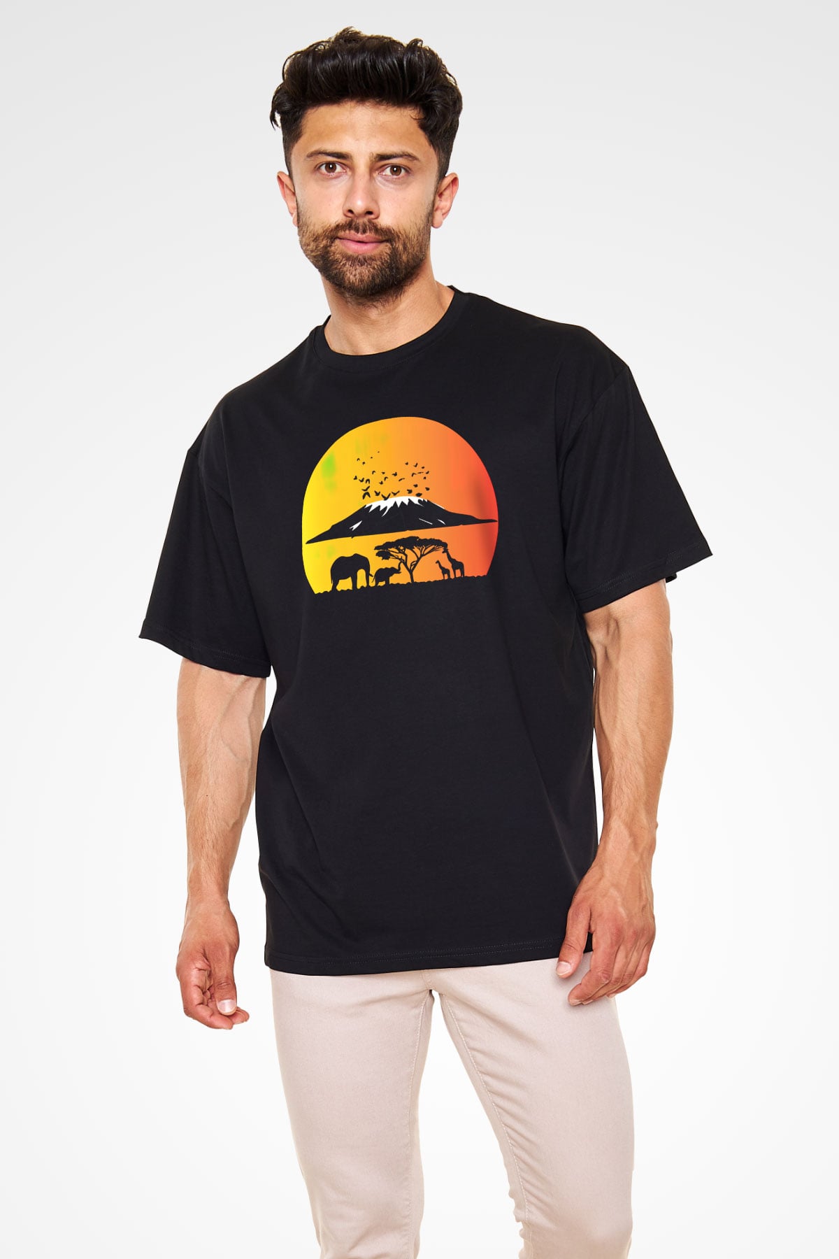 Serengeti Milli Park Siyah Unisex Oversize Tişört T-Shirt
