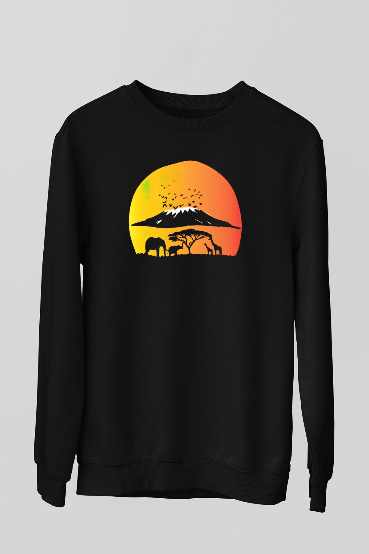 Serengeti Milli Park Siyah Unisex Sweatshirt