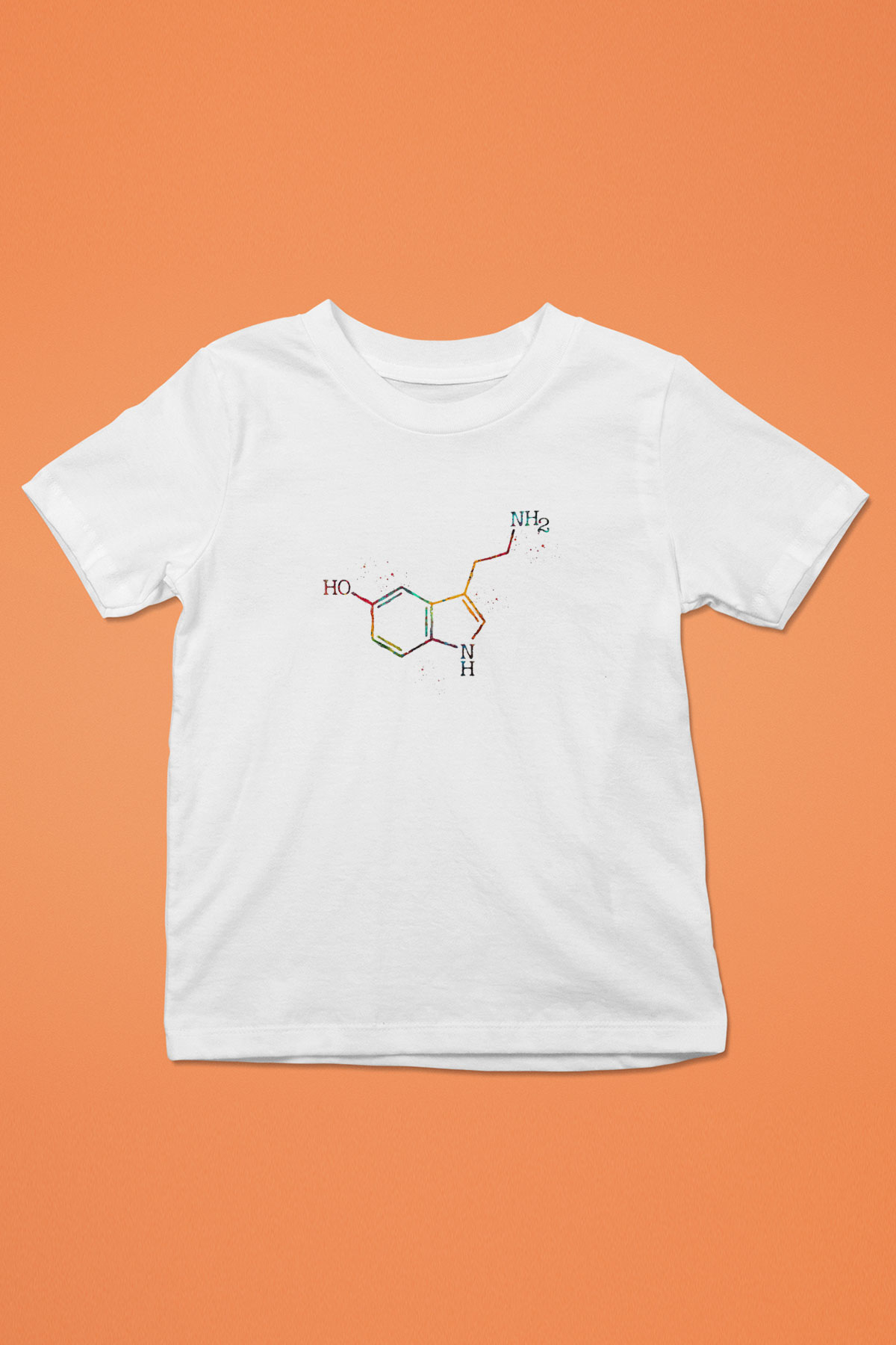 Serotonin Molekülü Baskılı Unisex Beyaz Çocuk Tişörtü - Tshirt