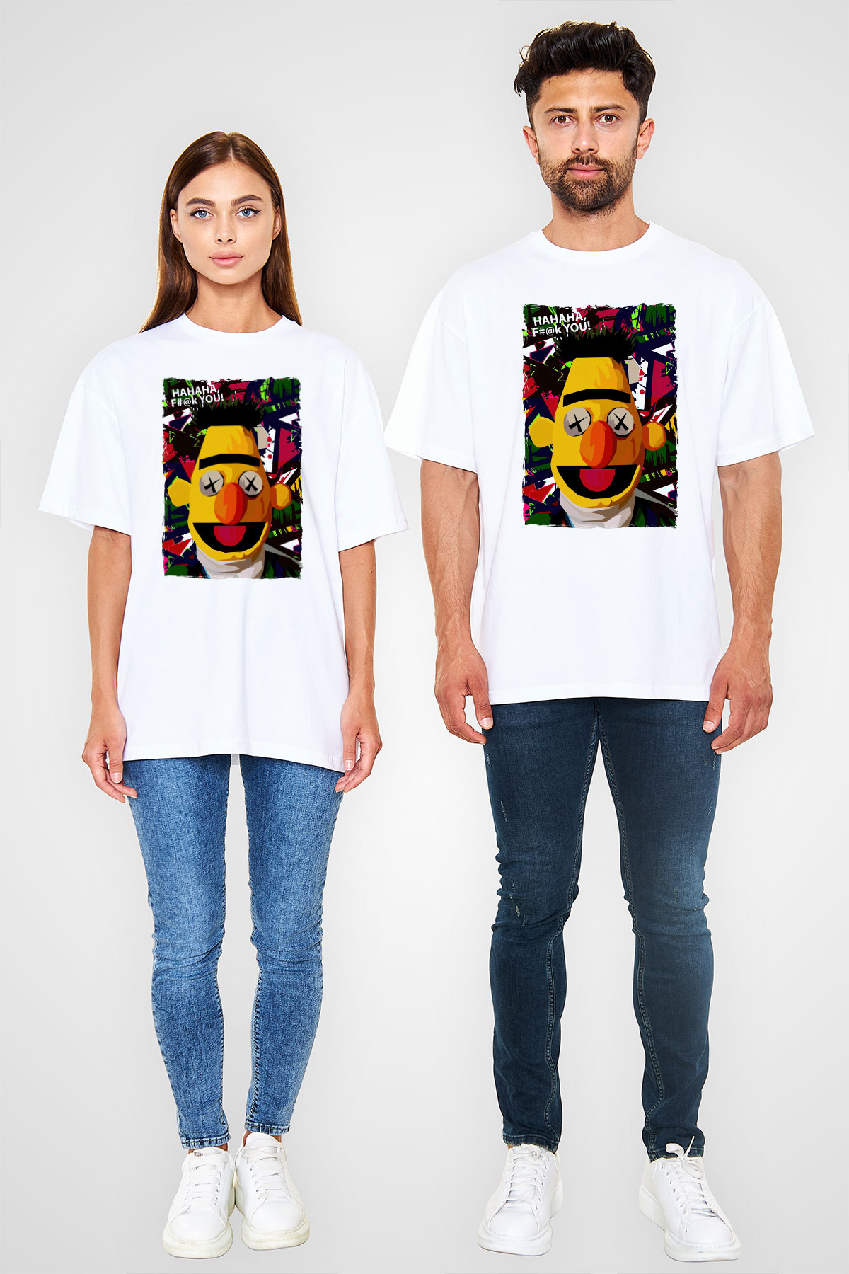 Sesame Street Susam Sokağı Beyaz Oversize Tişört