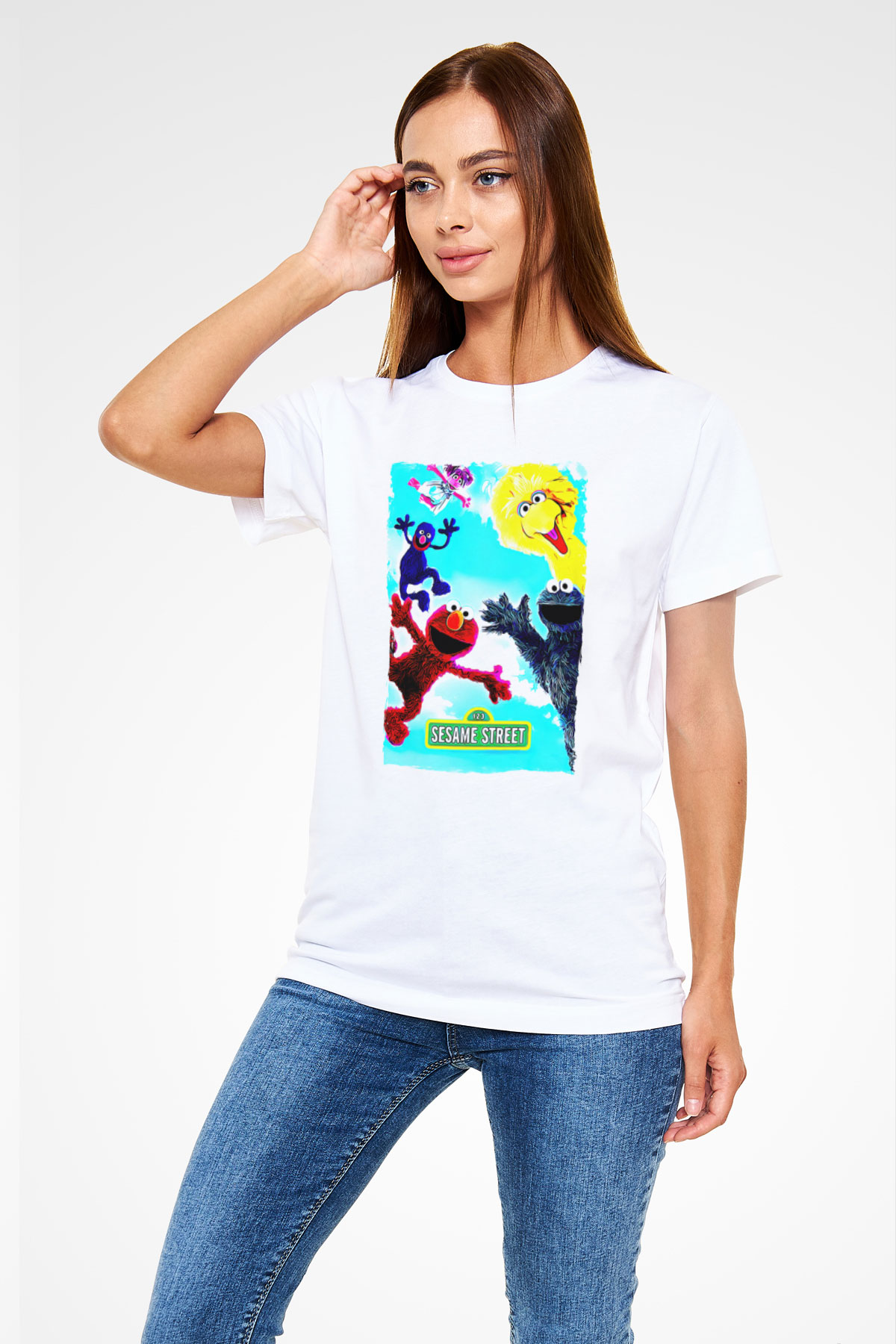 Sesame Street Susam Sokağı Beyaz Unisex Tişört