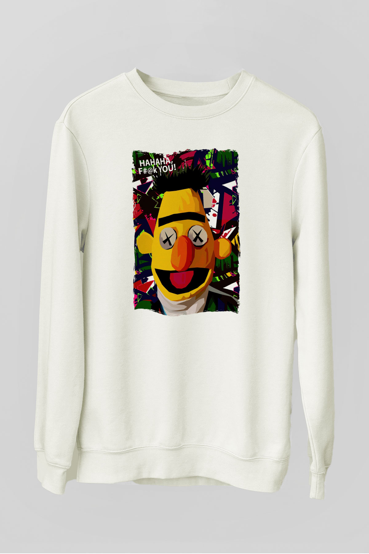 Sesame Street Susam Sokağı Beyaz Unisex  Sweatshirt