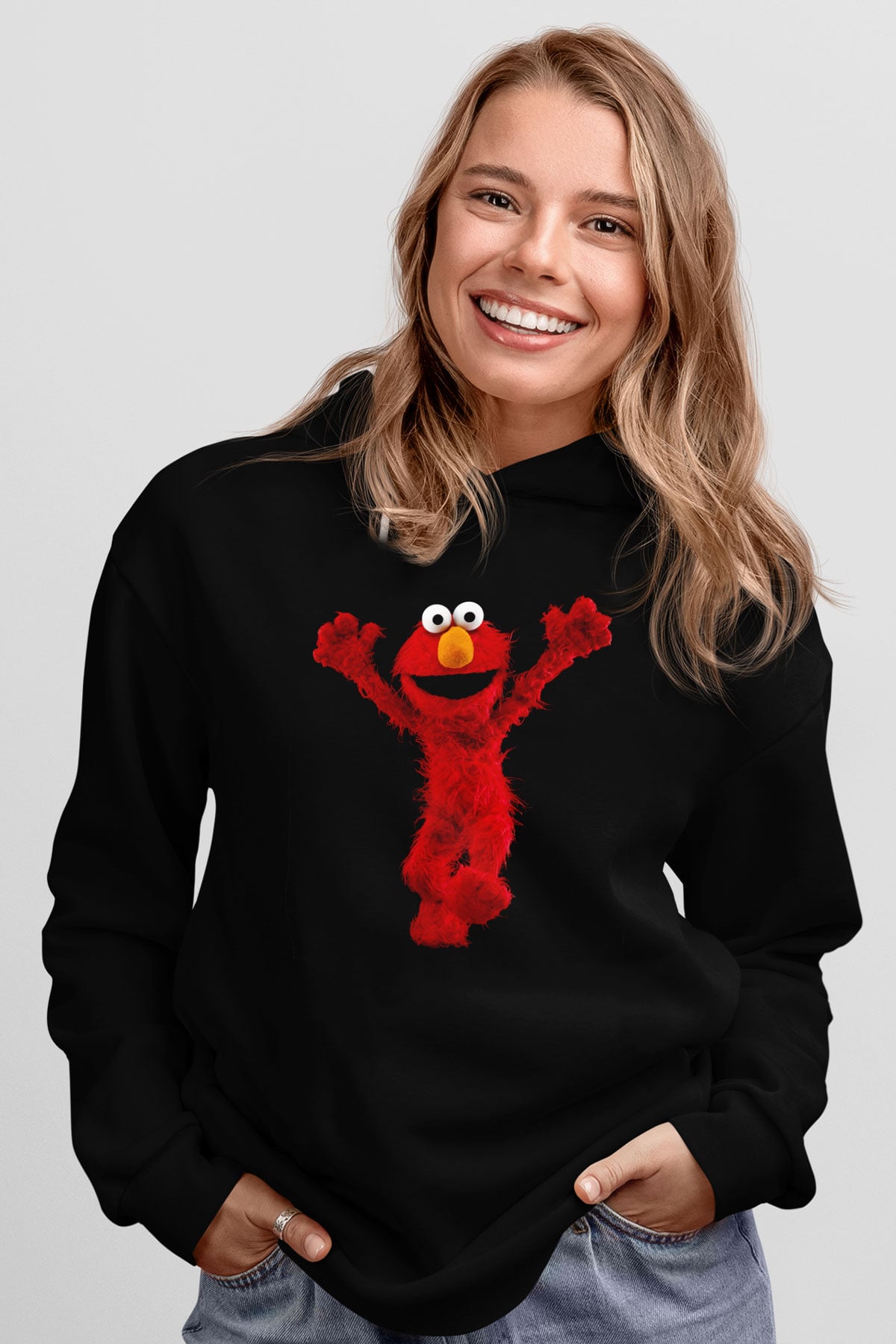 Sesame Street Susam Sokağı Siyah Unisex Hoodie