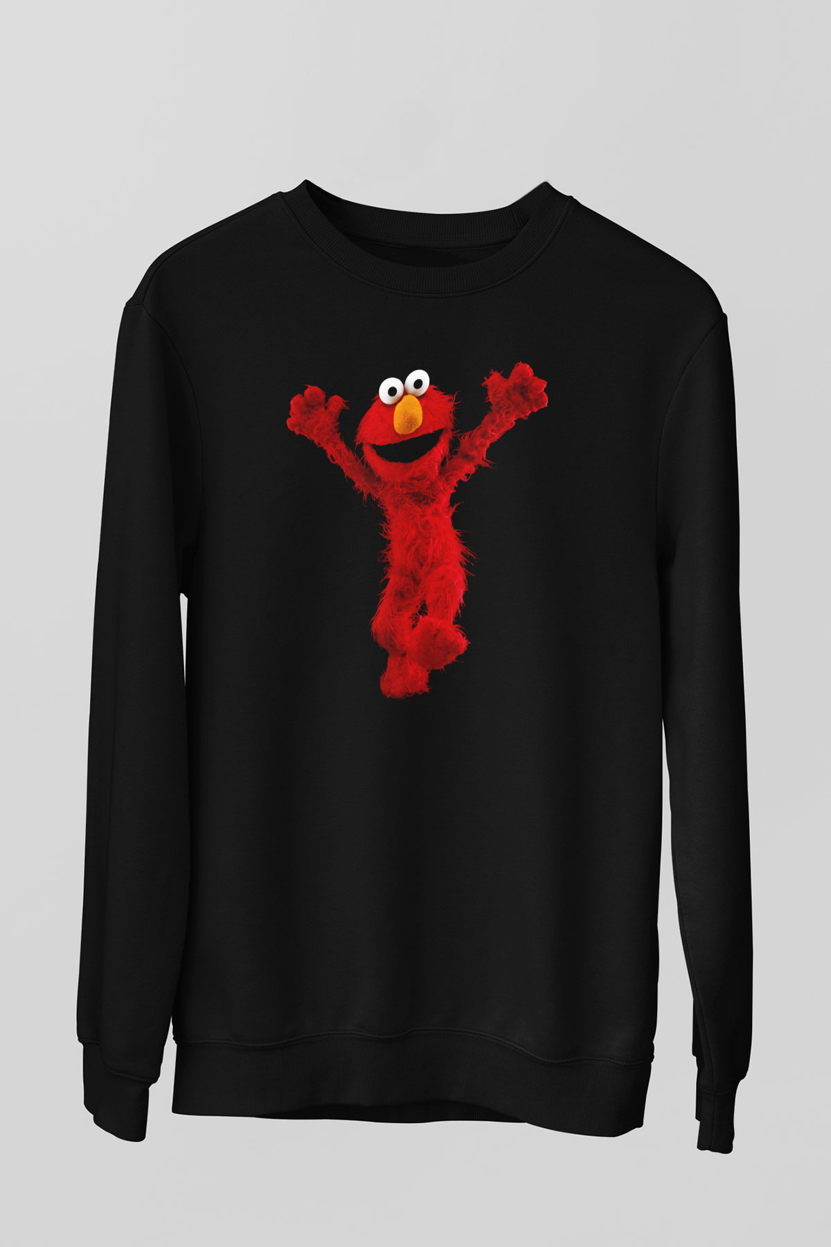 Sesame Street Susam Sokağı Siyah Unisex  Sweatshirt
