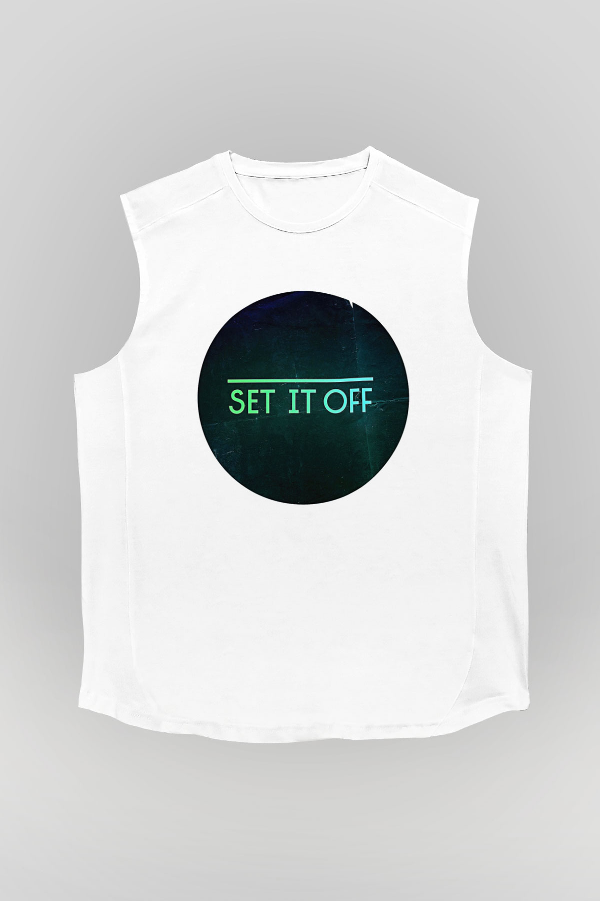 Set it off  Baskılı Beyaz Unisex Kolsuz Tişört - Tshirt