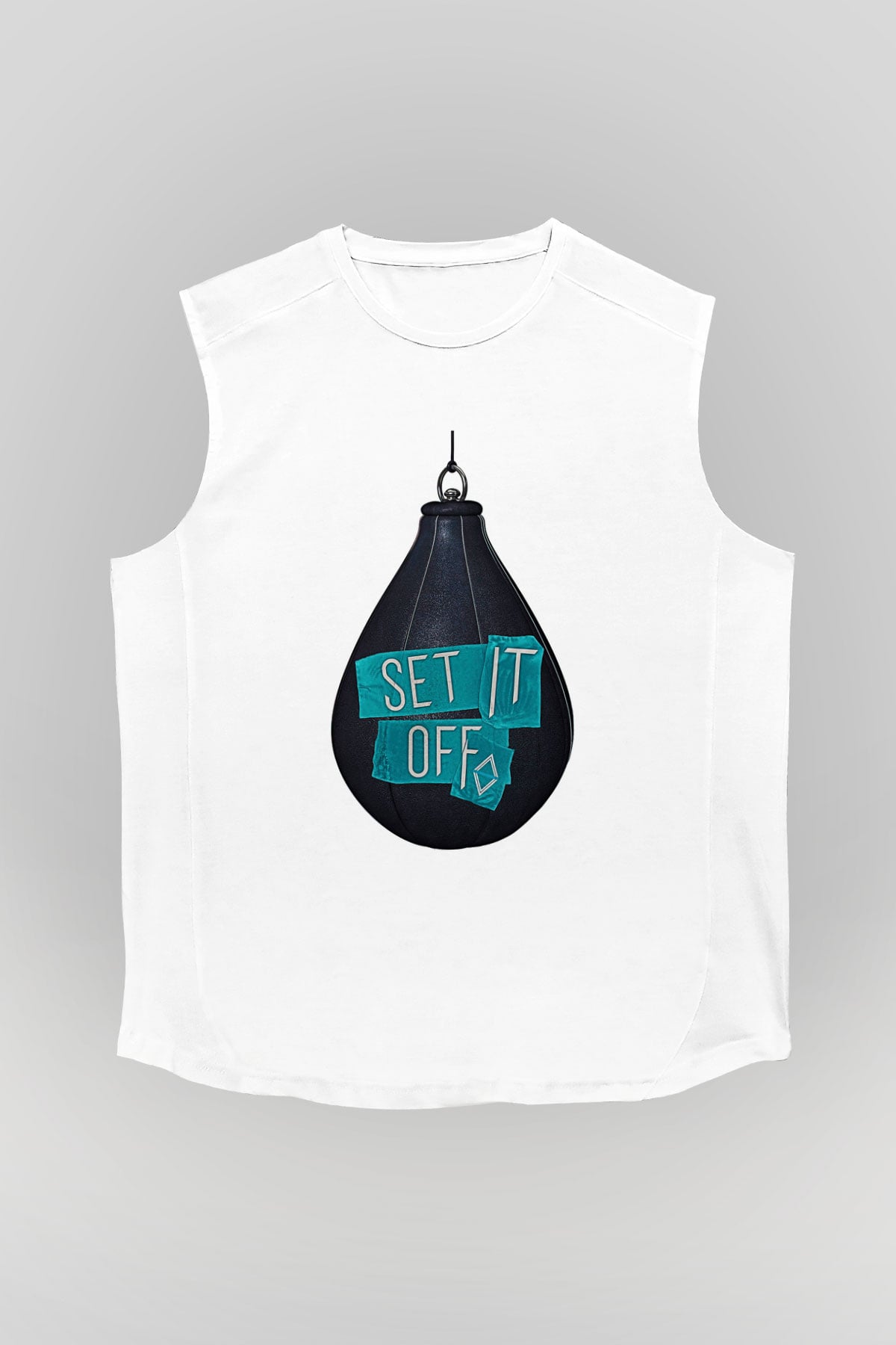 Set it off  Baskılı Beyaz Unisex Kolsuz Tişört - Tshirt