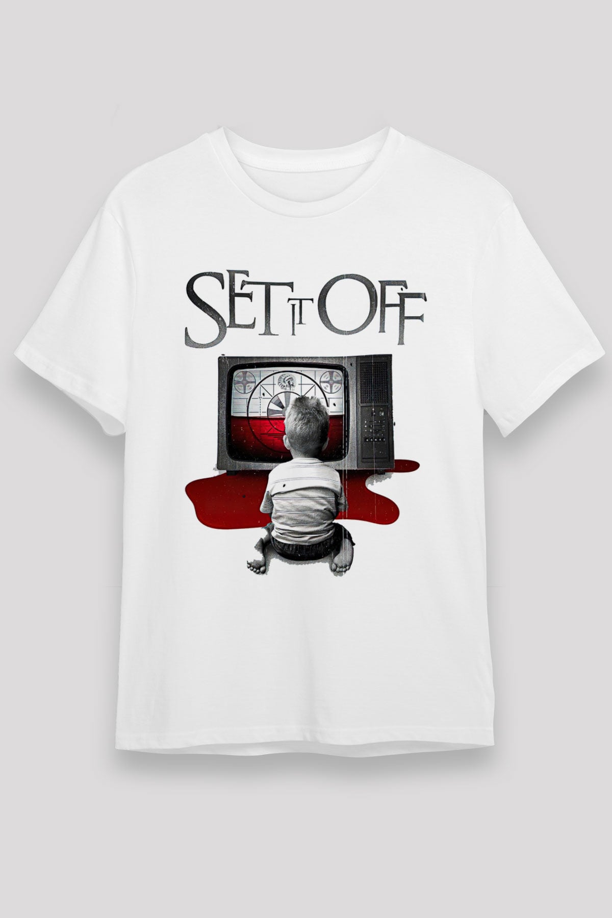 Set it off  Baskılı Unisex Beyaz Tişört - Tshirt
