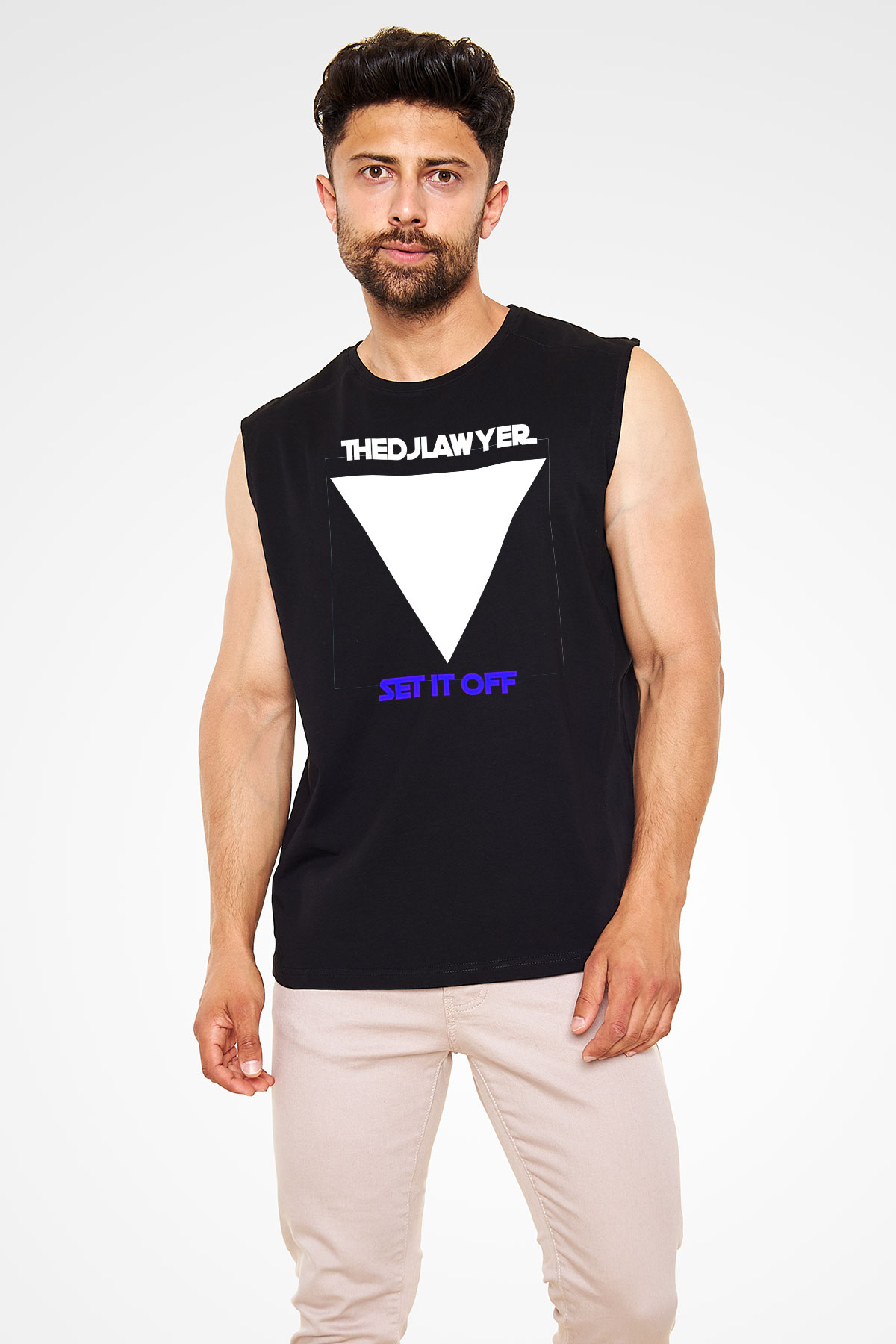 Set it off Baskılı Unisex Siyah Kolsuz Tişört - Tshirt