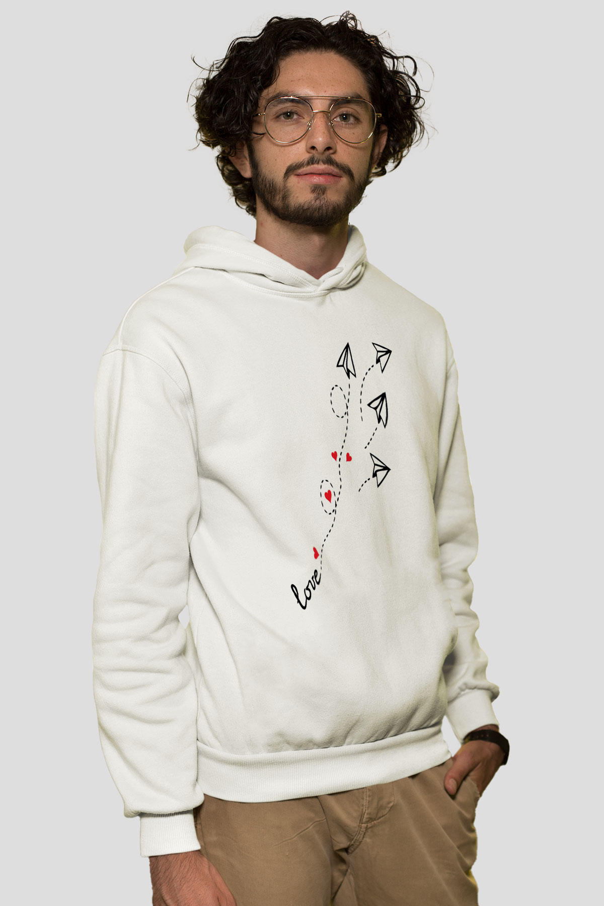 Sevgililer Günü Beyaz Unisex Hoodie