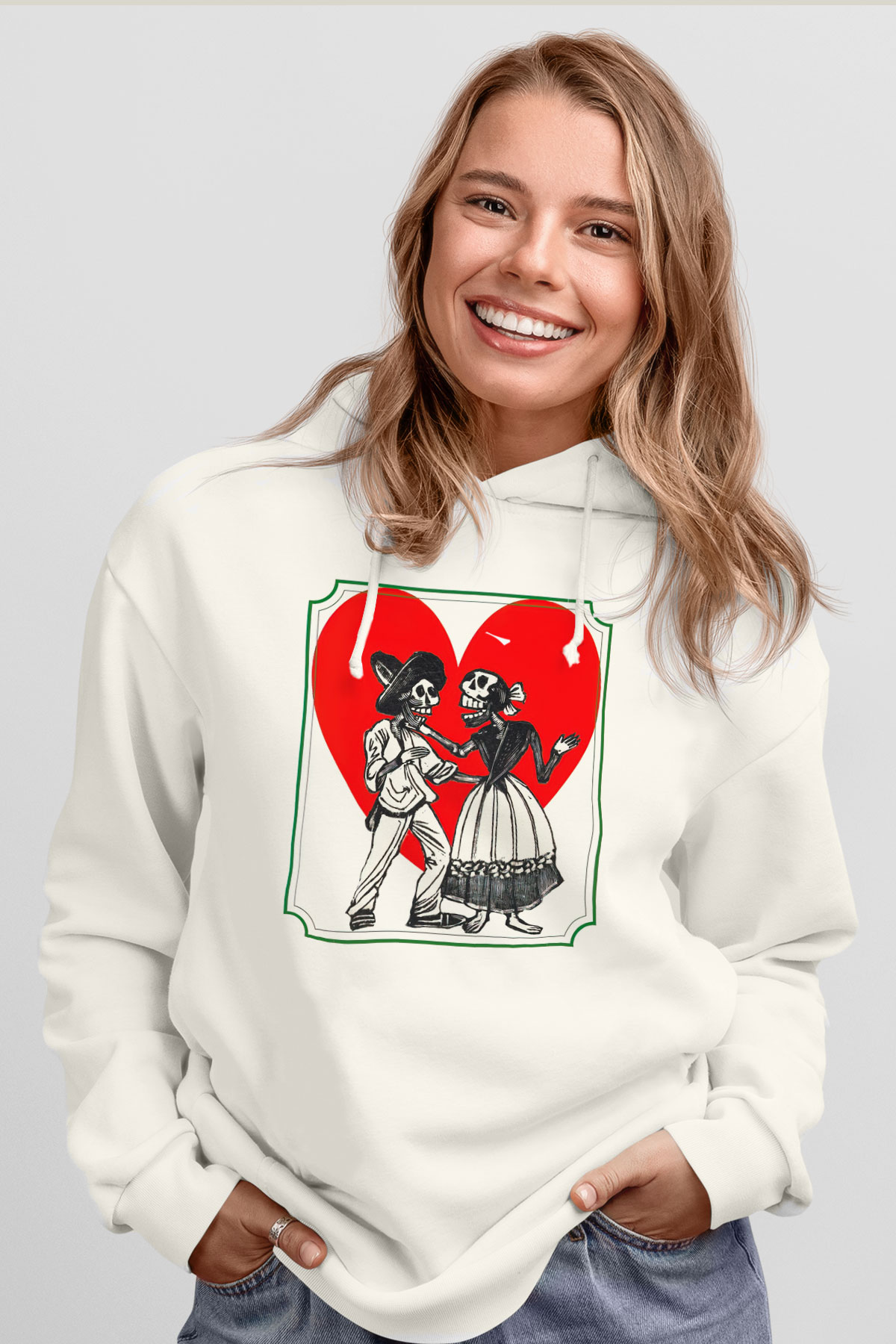 Sevgililer Günü Beyaz Unisex Hoodie