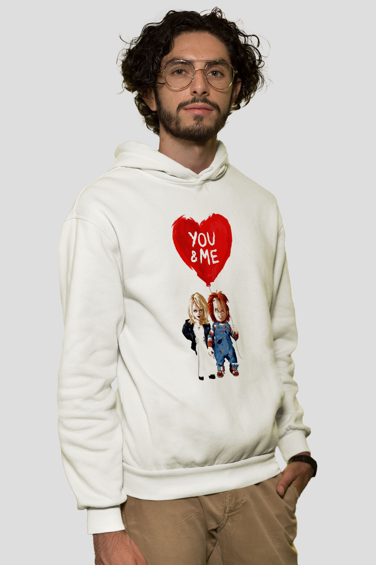 Sevgililer Günü Beyaz Unisex Hoodie