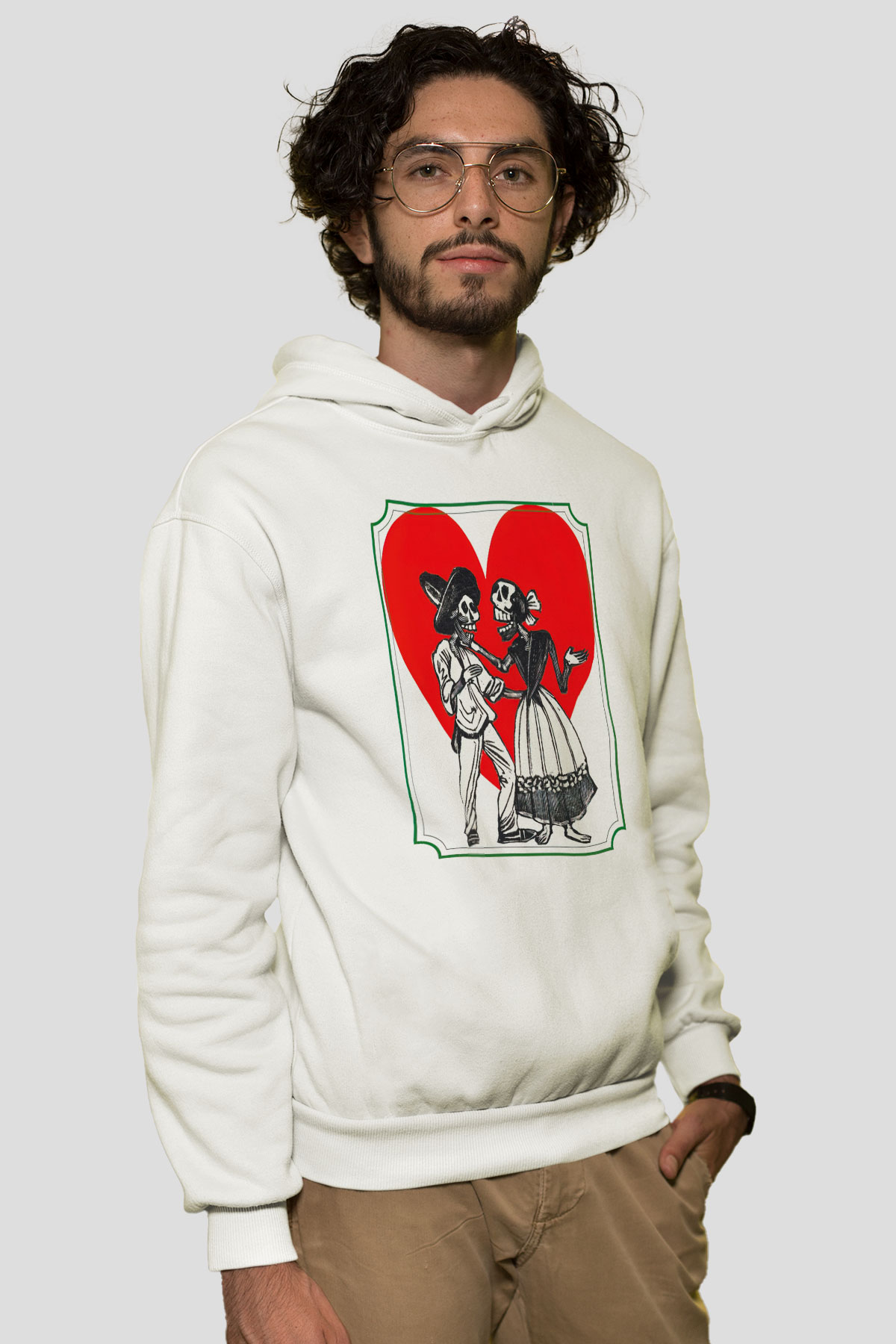 Sevgililer Günü Beyaz Unisex Hoodie