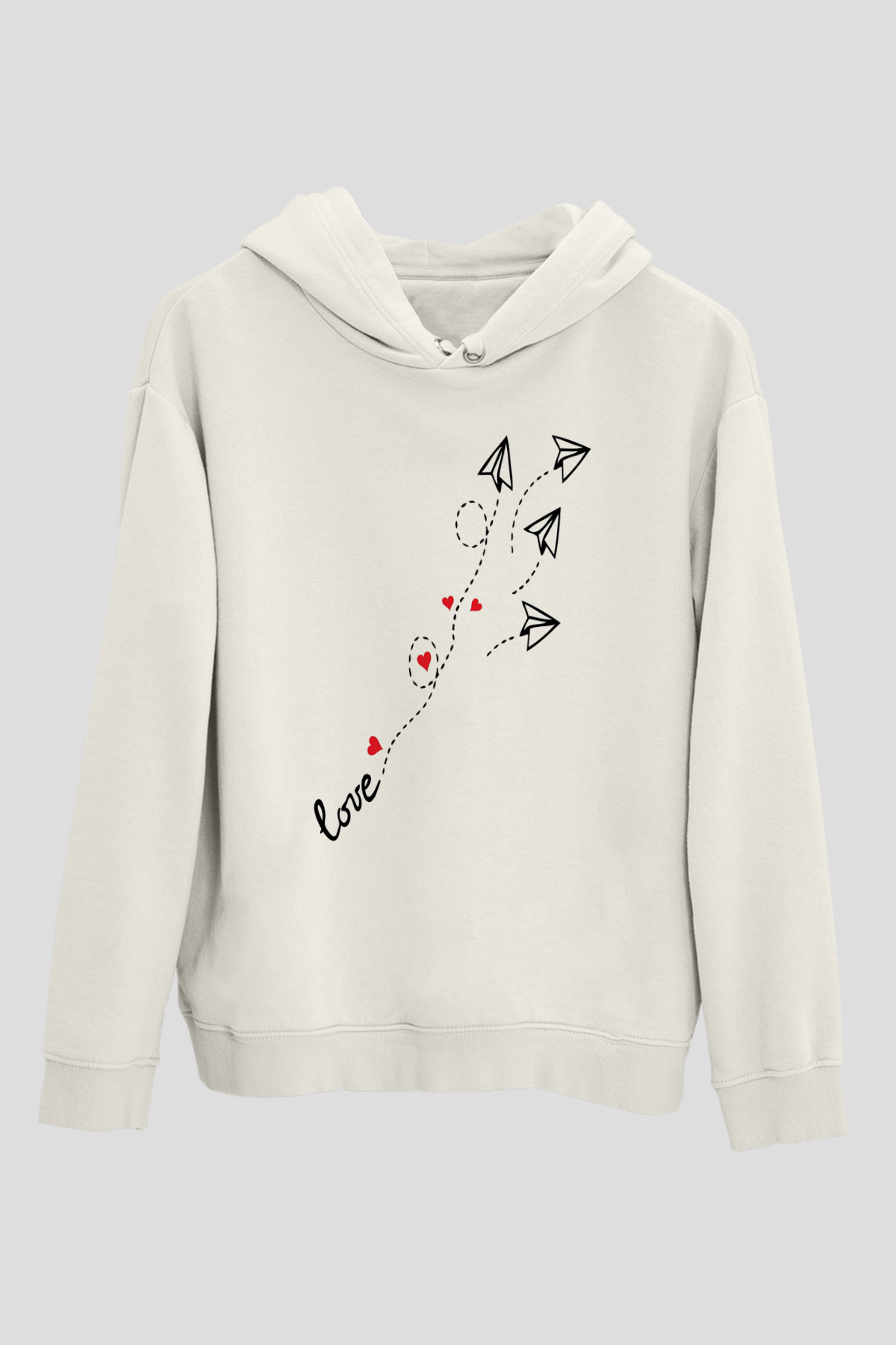 Sevgililer Günü Beyaz Unisex Hoodie
