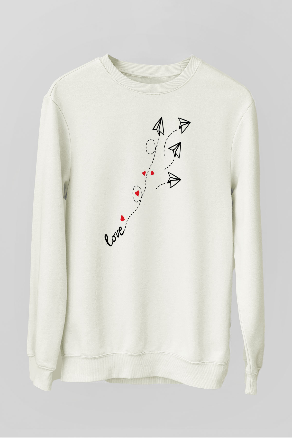 Sevgililer Günü Beyaz Unisex Sweatshirt