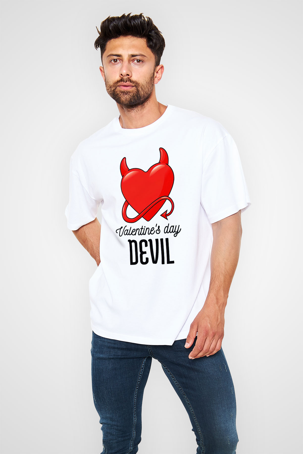 Sevgililer Günü Beyaz Oversize Tişört Oversize T-shirt - TişörtFabrikası