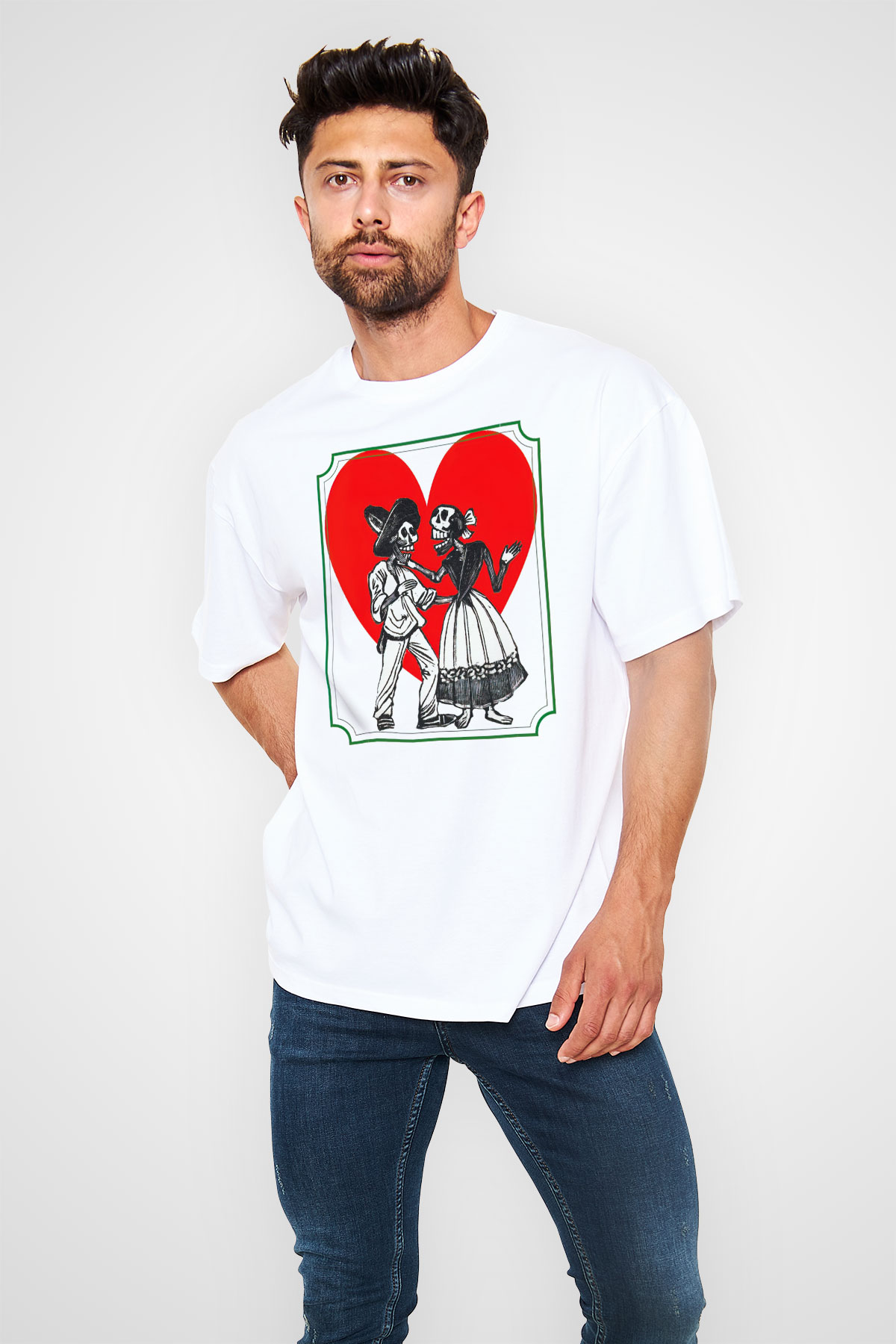Sevgililer Günü Beyaz Oversize Tişört Oversize T-shirt - TişörtFabrikası
