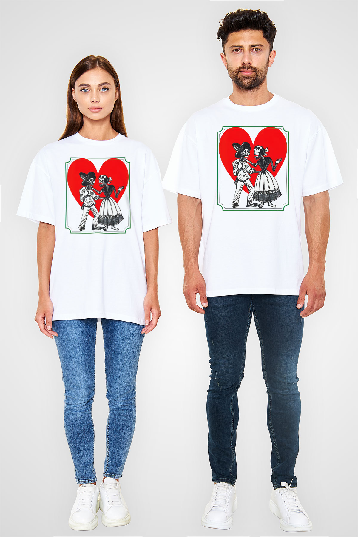 Sevgililer Günü Beyaz Oversize Tişört Oversize T-shirt - TişörtFabrikası