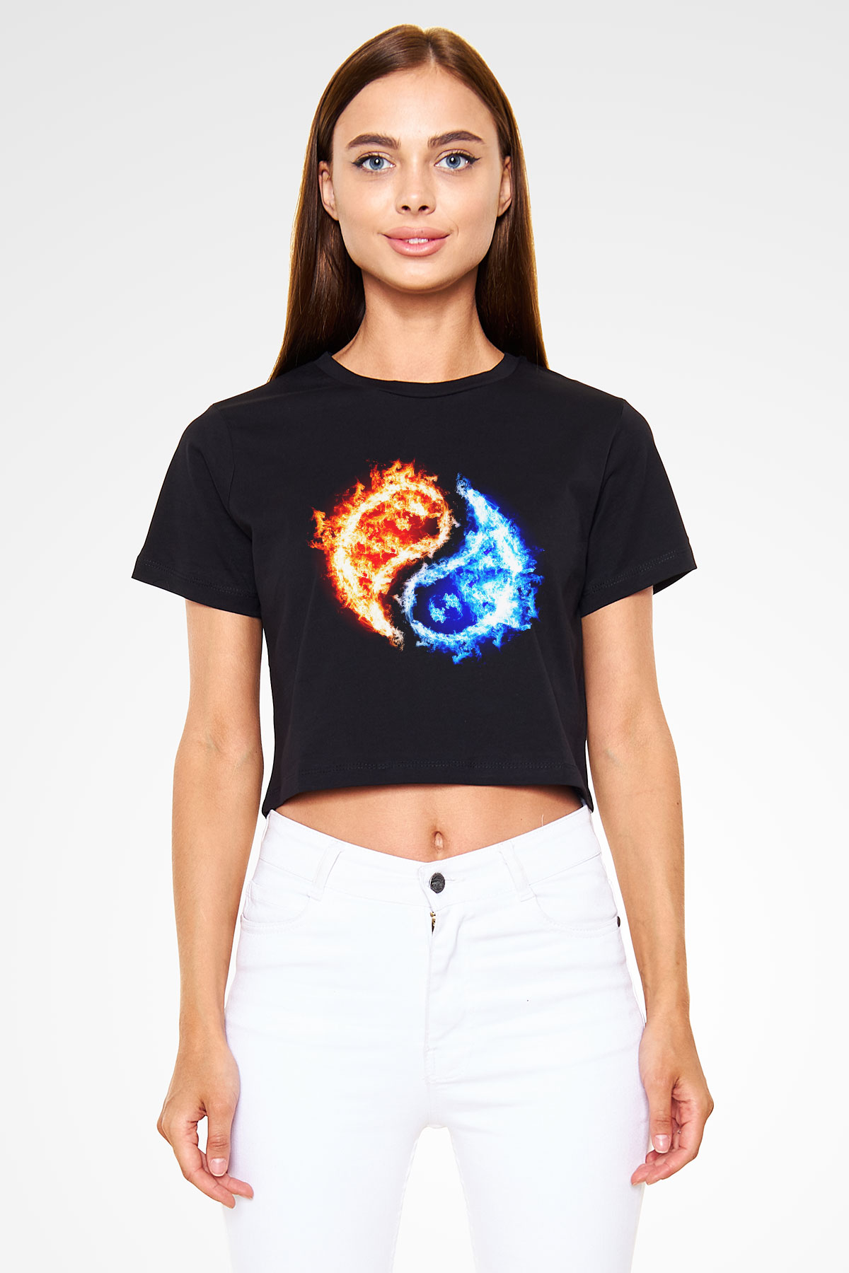 Sevgililer Günü Siyah Crop Top Tişört