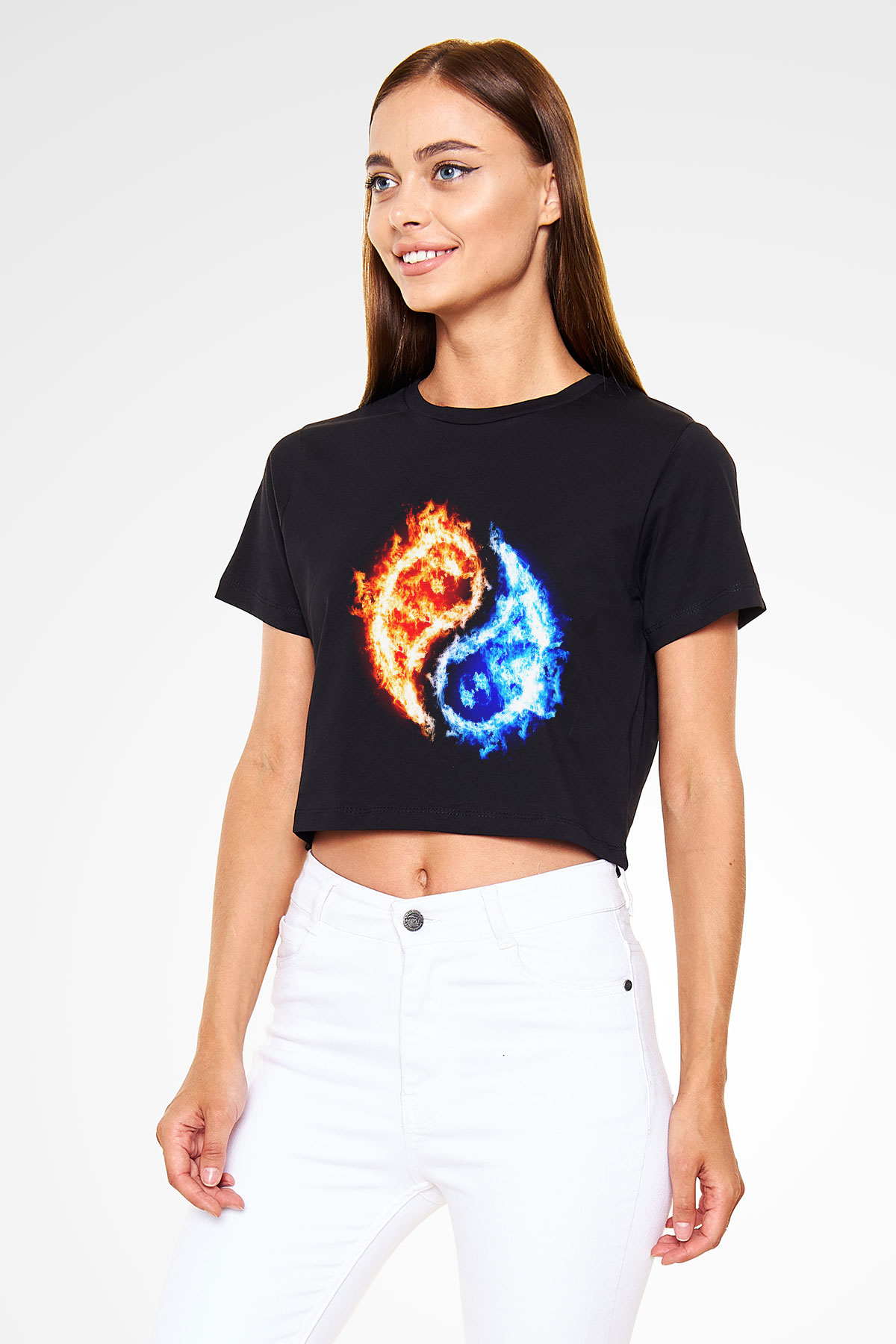 Sevgililer Günü Siyah Crop Top Tişört