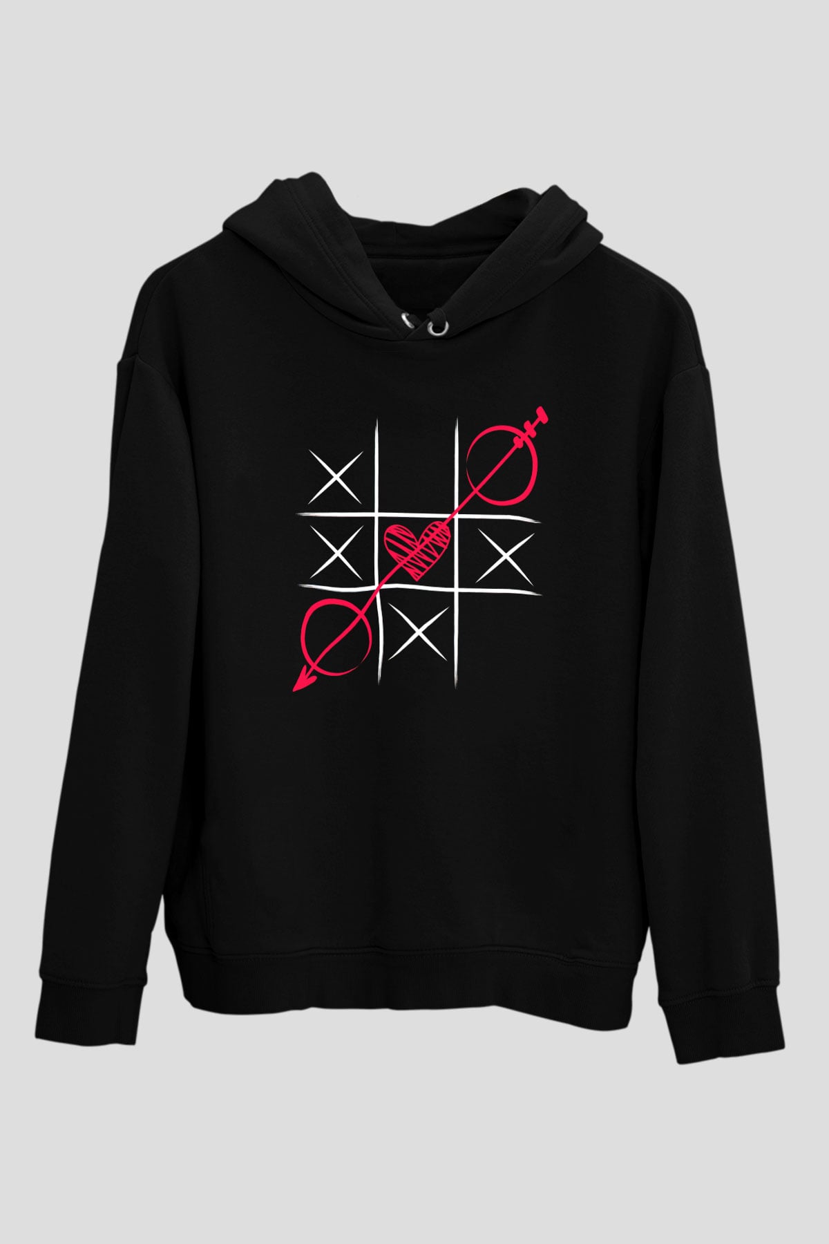 Sevgililer Günü Siyah Unisex Hoodie