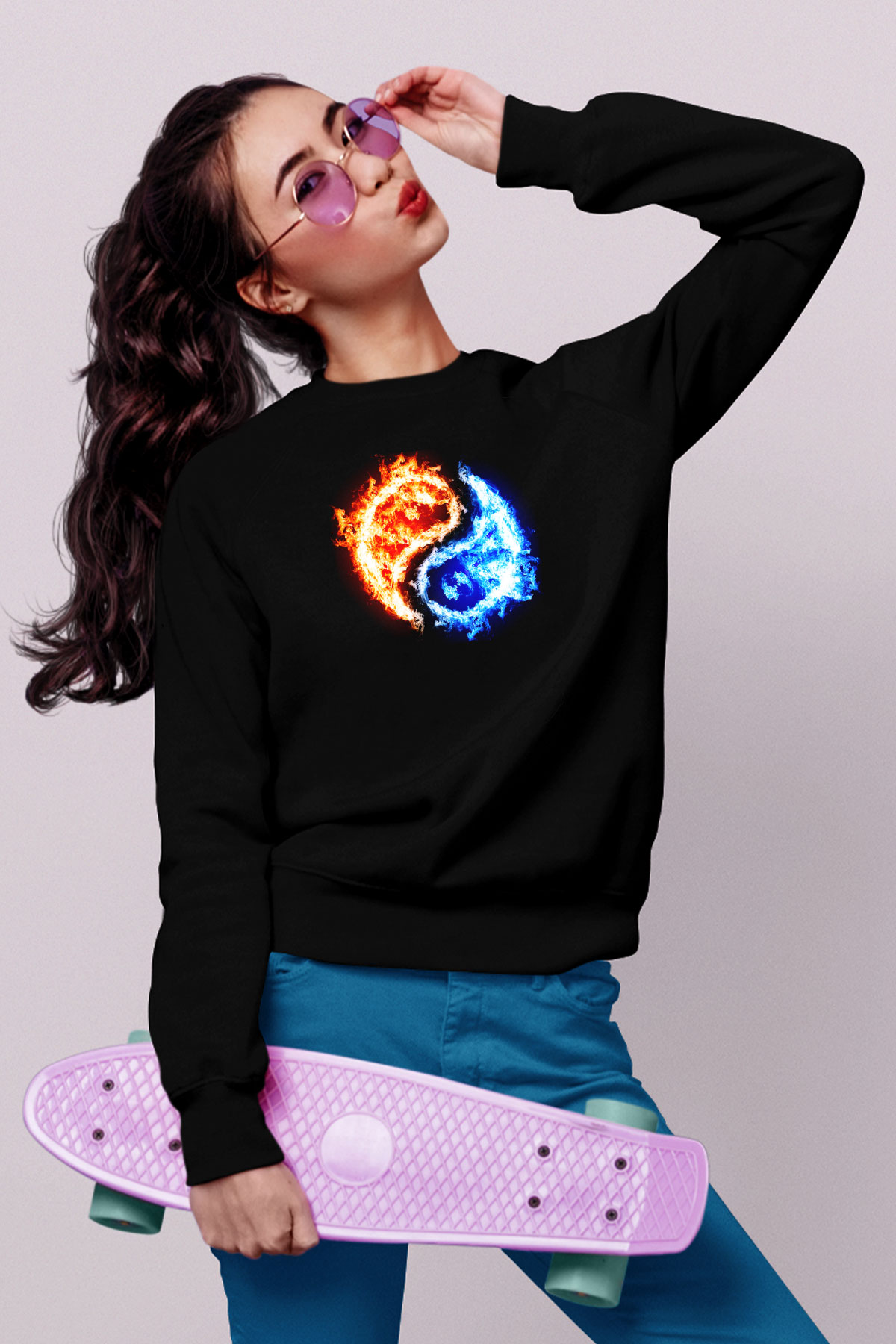 Sevgililer Günü Siyah Unisex Sweatshirt