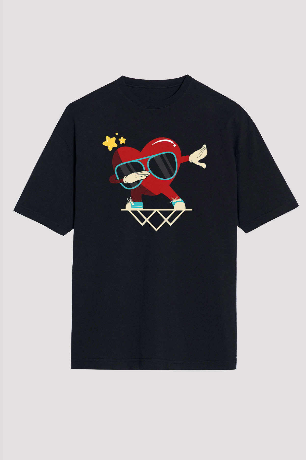 Sevgililer Günü Siyah Oversize Tişört Oversize T-shirt - TişörtFabrikası
