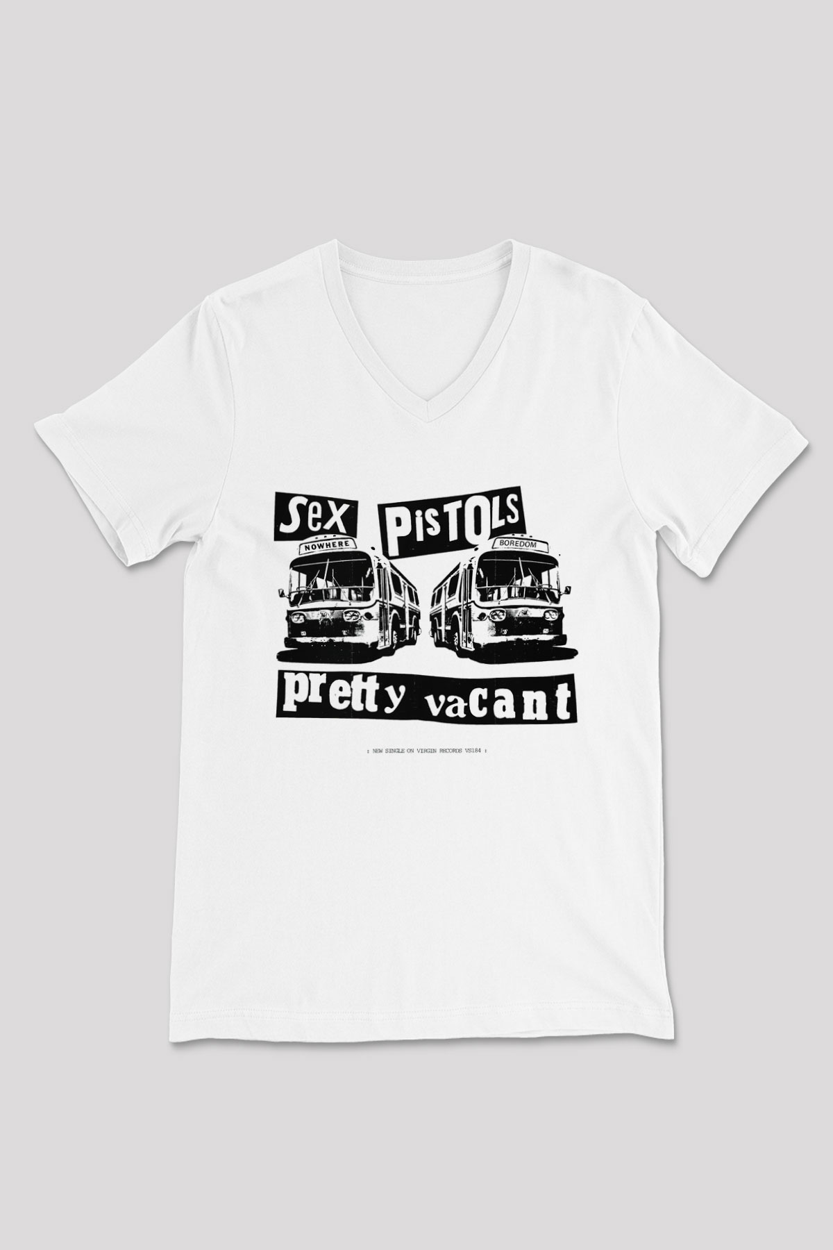Sex Pistols Beyaz Unisex V Yaka Tişört T-Shirt