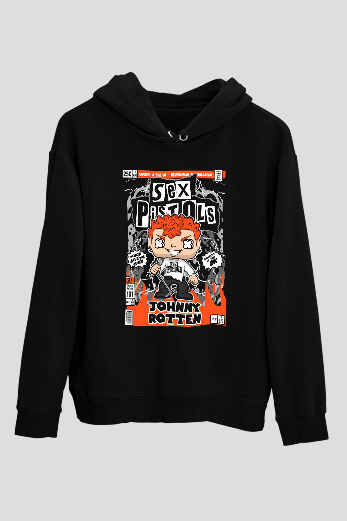 SexPistols Baskılı Unisex Siyah Hoodie
