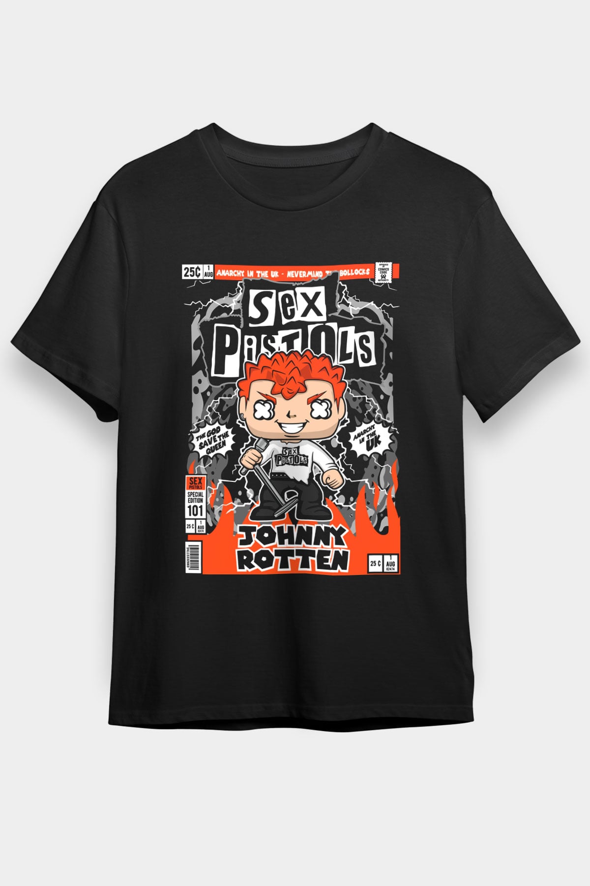SexPistols Baskılı Unisex Siyah Tişört