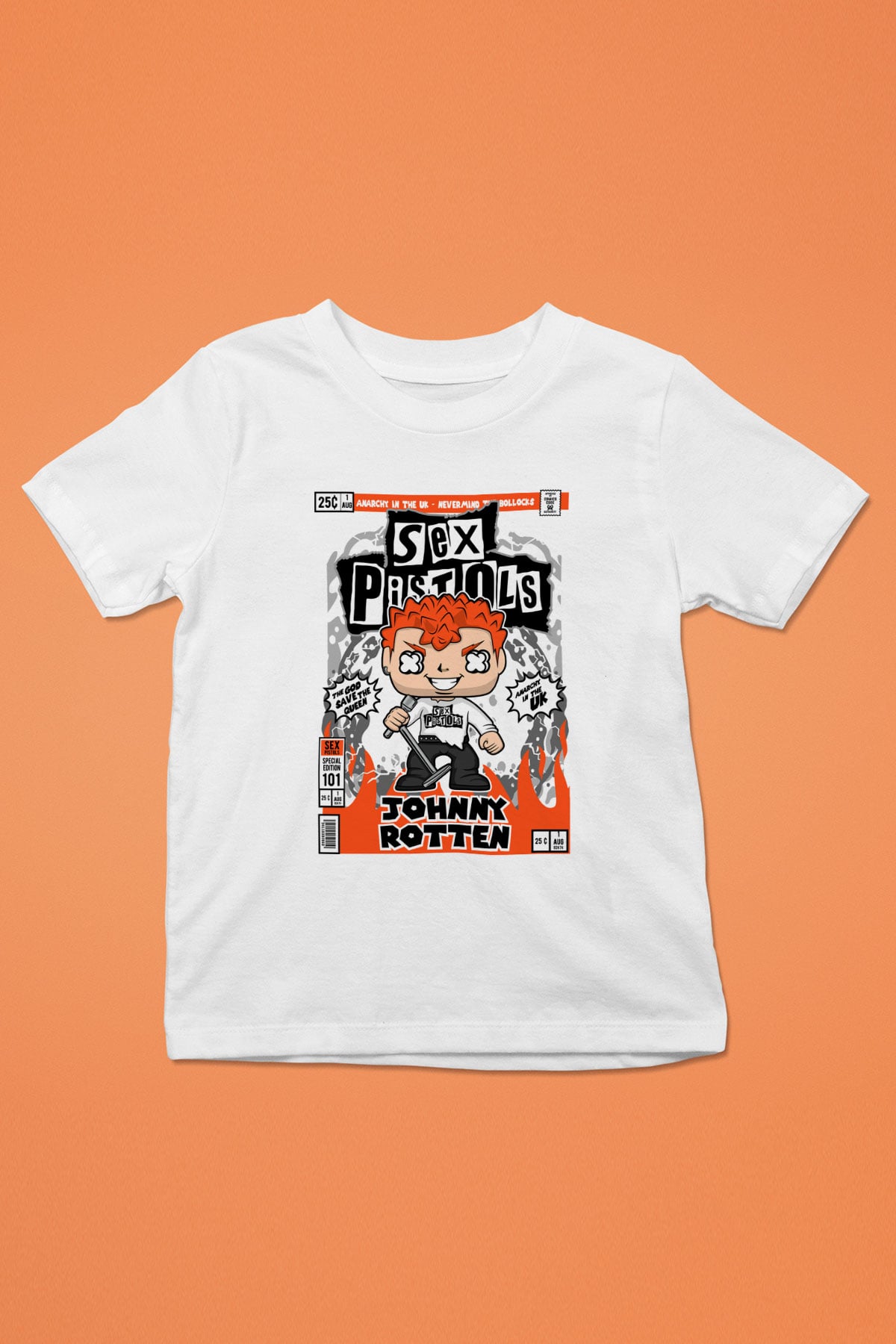 SexPistols Johnny Rotten Baskılı Unisex Beyaz Çocuk Tişört