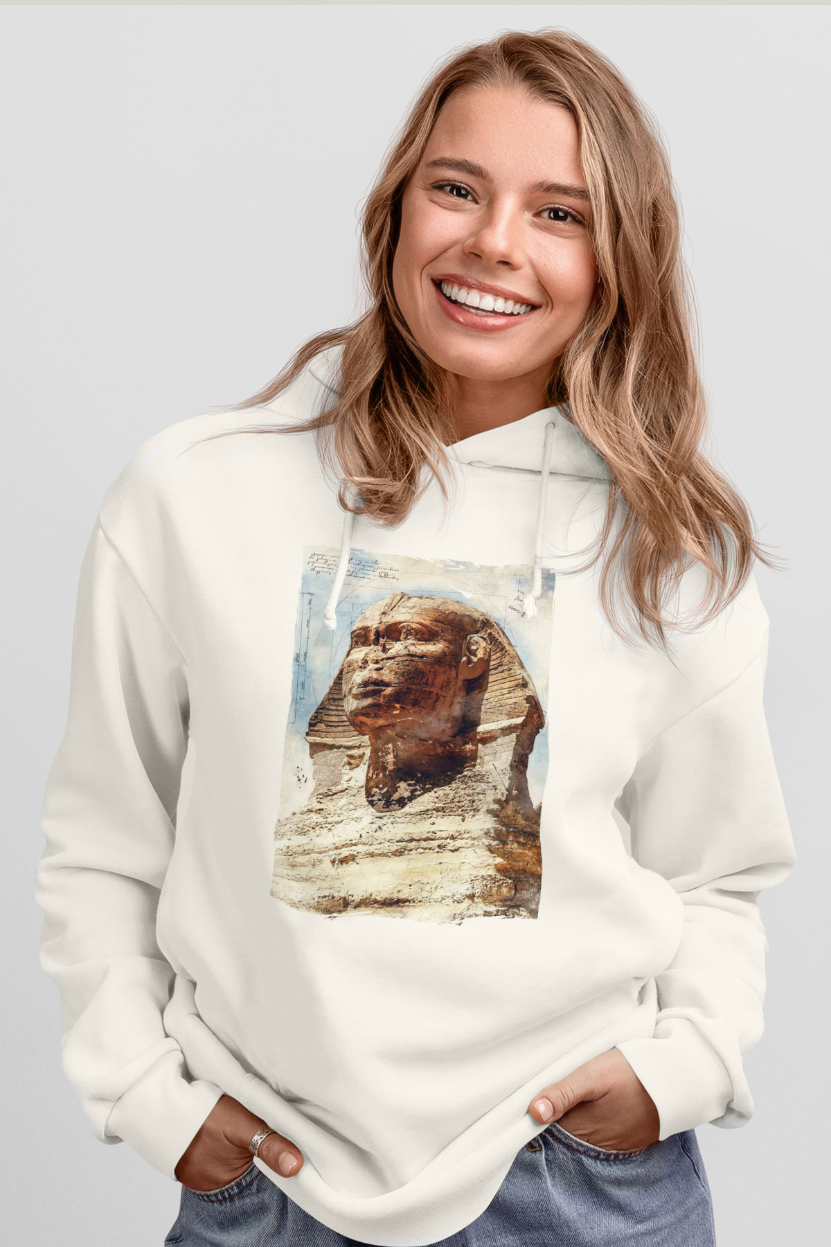 Sfenks Beyaz Unisex Hoodie