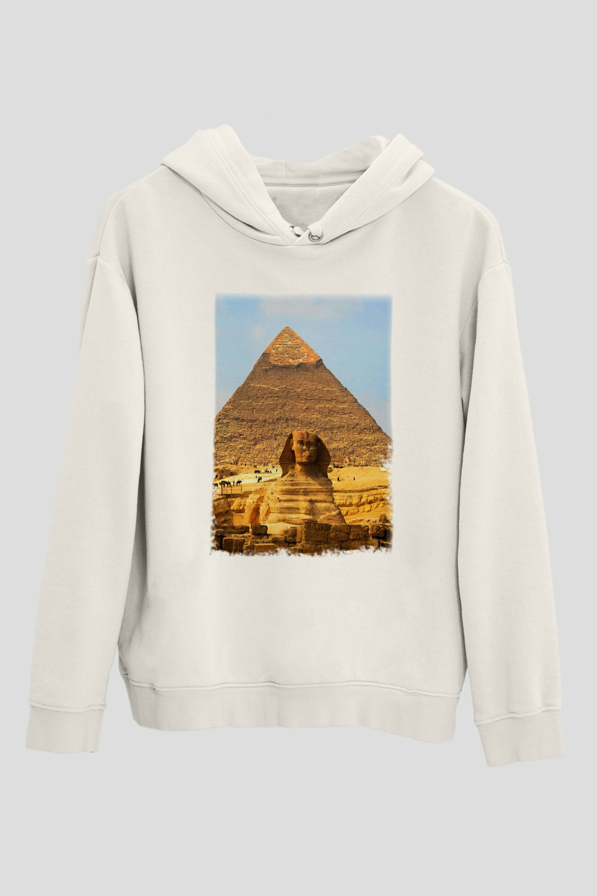 Sfenks Beyaz Unisex Kapşonlu Sweatshirt
