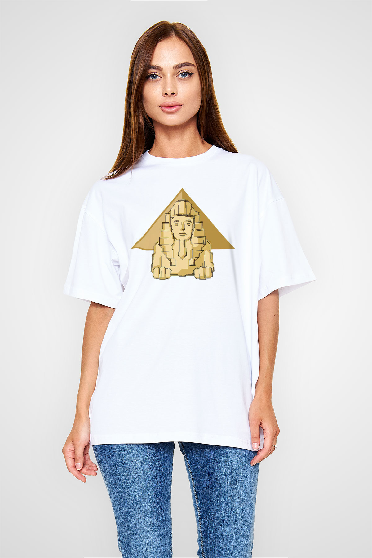 Sfenks Beyaz Oversize Tişört Oversize T-shirt - TişörtFabrikası