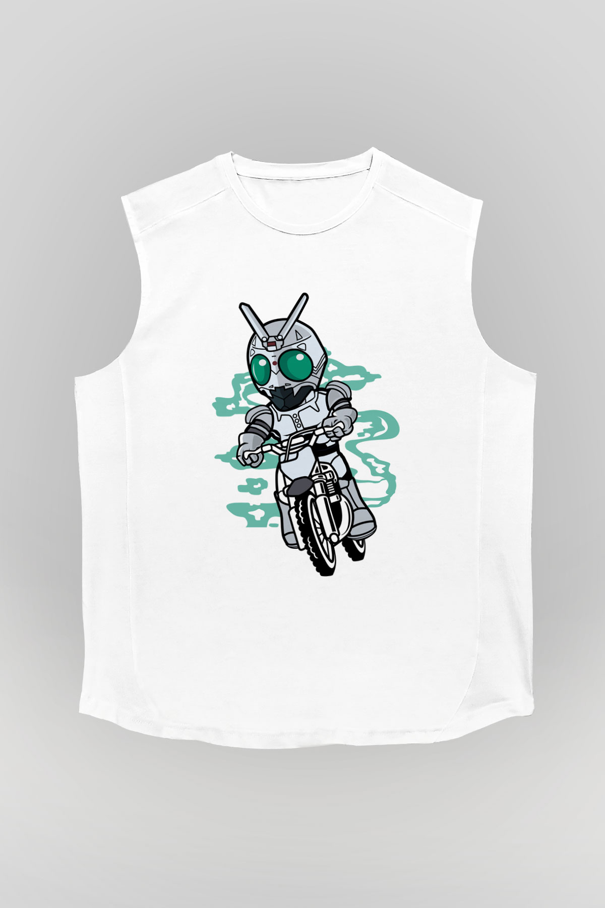 Shadowmoon Motocross Rider Baskılı Beyaz Unisex Kolsuz Tişört