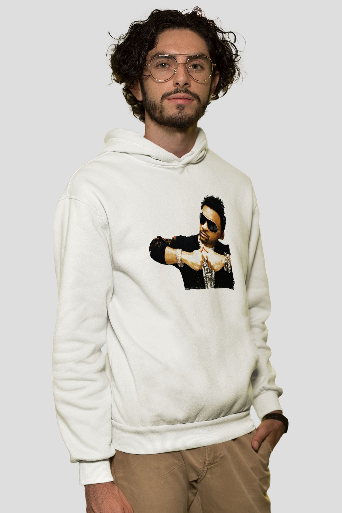 Shaggy Beyaz Unisex Kapüşonlu Sweatshirt