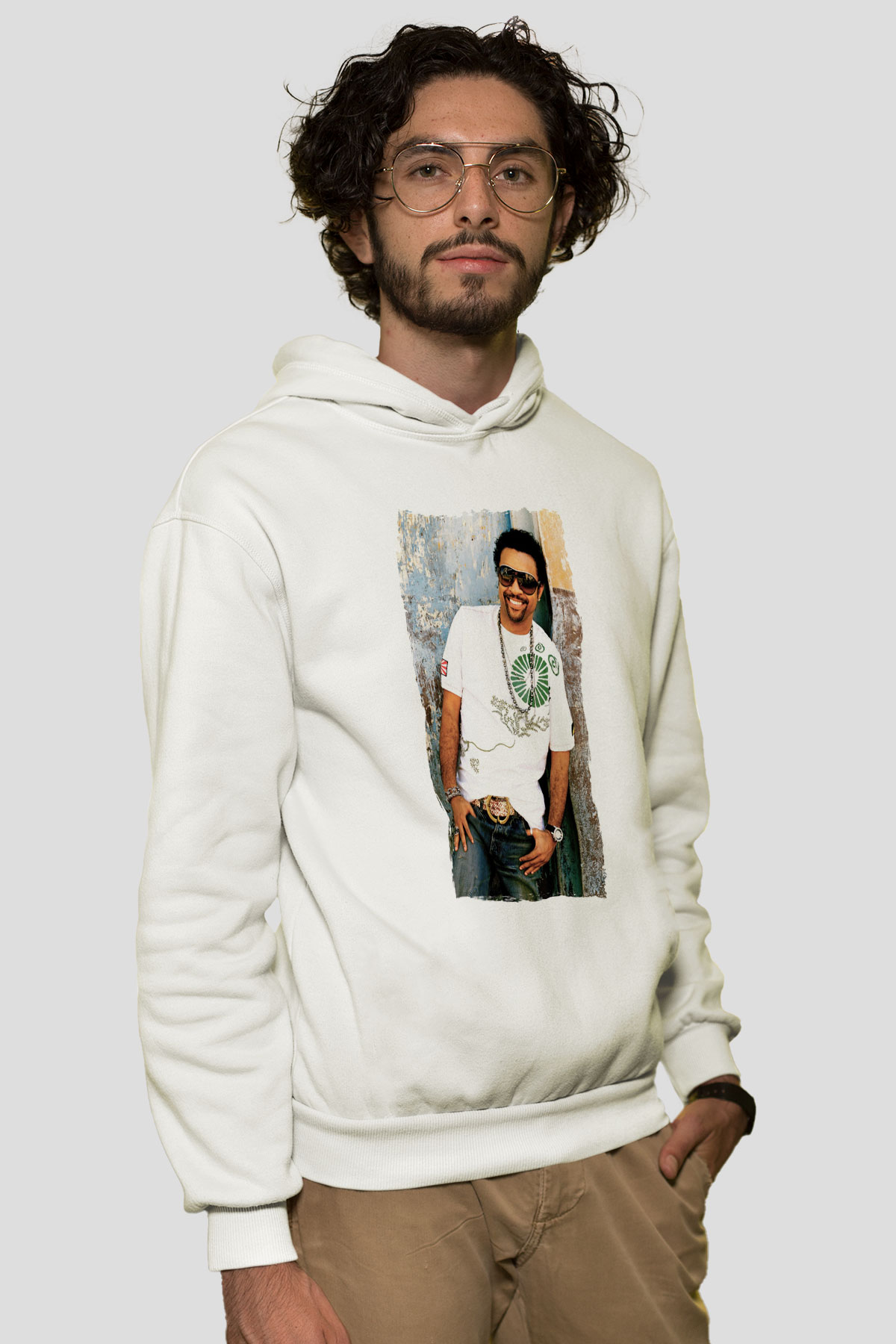 Shaggy Beyaz Unisex Kapüşonlu Sweatshirt