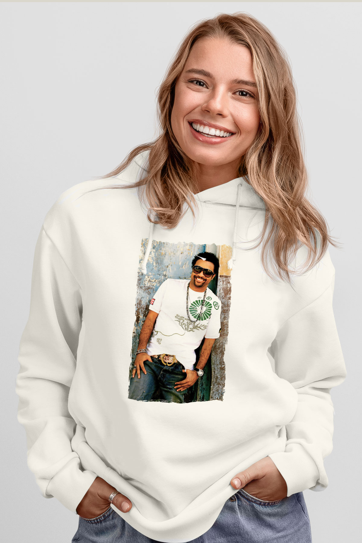 Shaggy Beyaz Unisex Kapüşonlu Sweatshirt