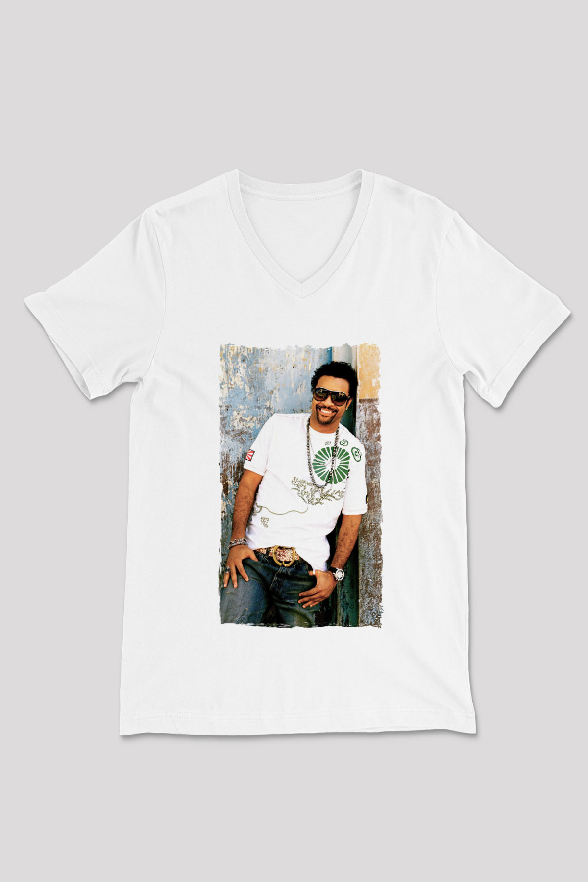 Shaggy Beyaz Unisex V Yaka Tişört