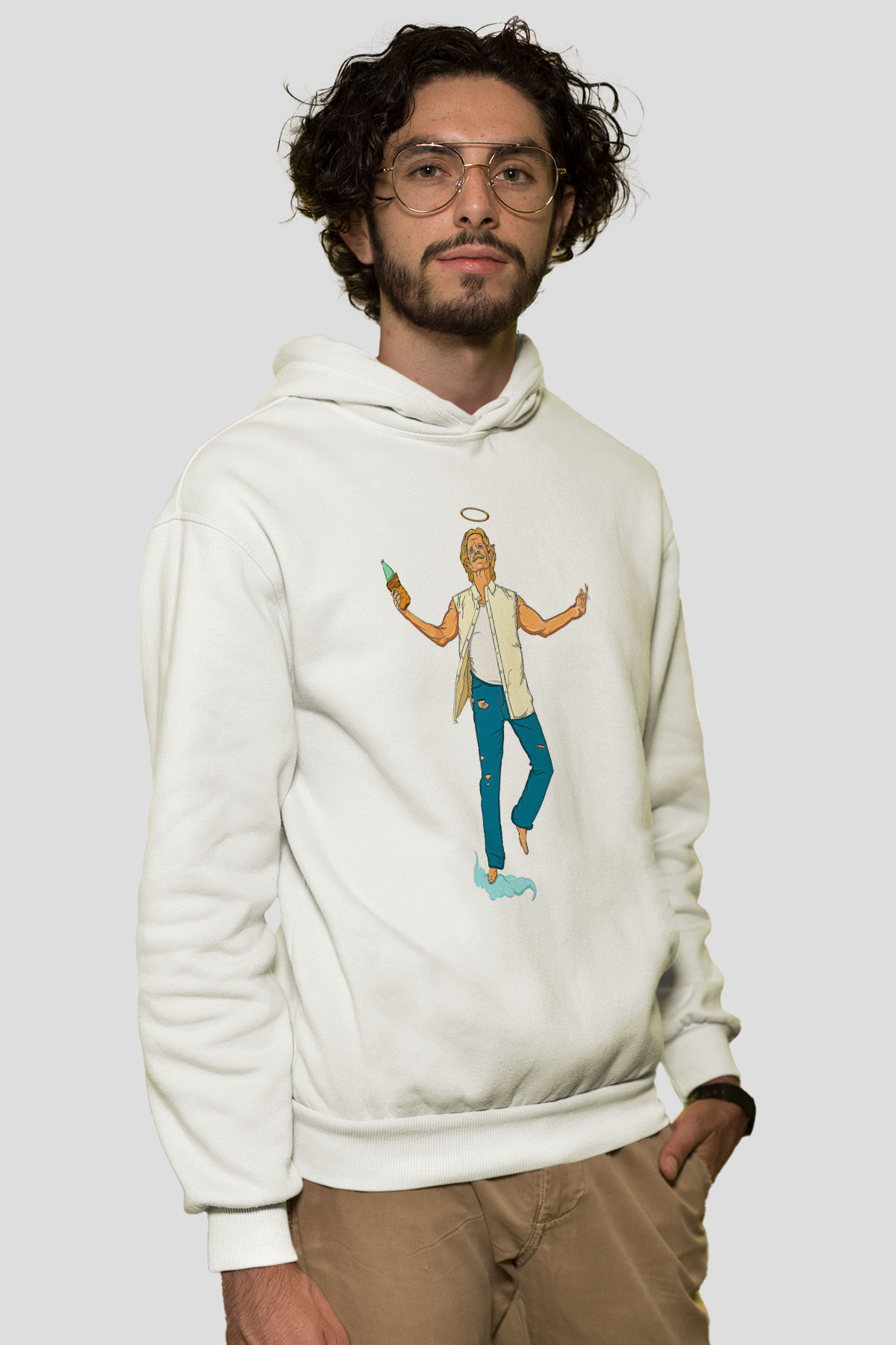 Shameless Baskılı Beyaz Unisex Hoodie
