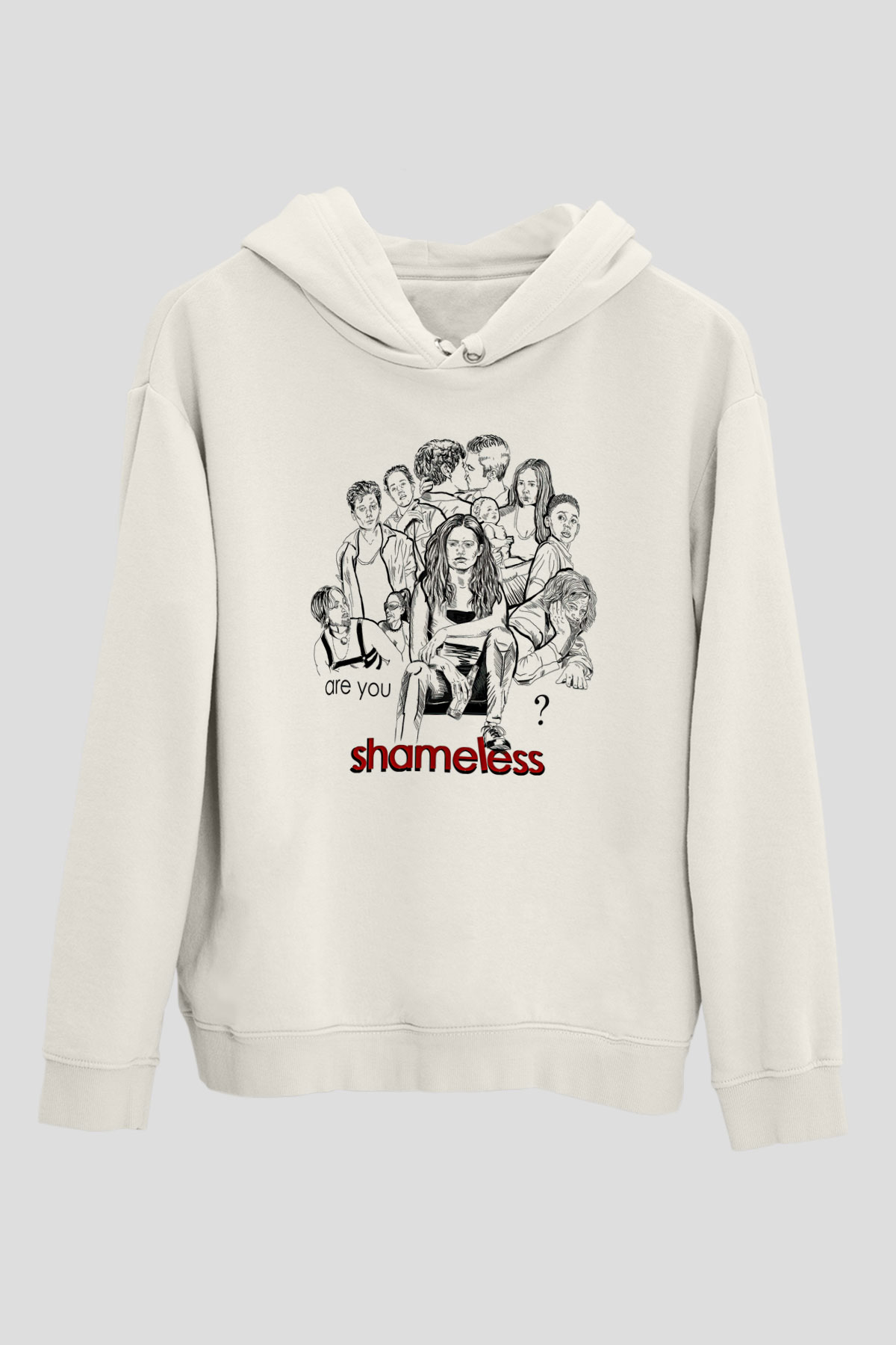 Shameless Baskılı Beyaz Unisex Hoodie
