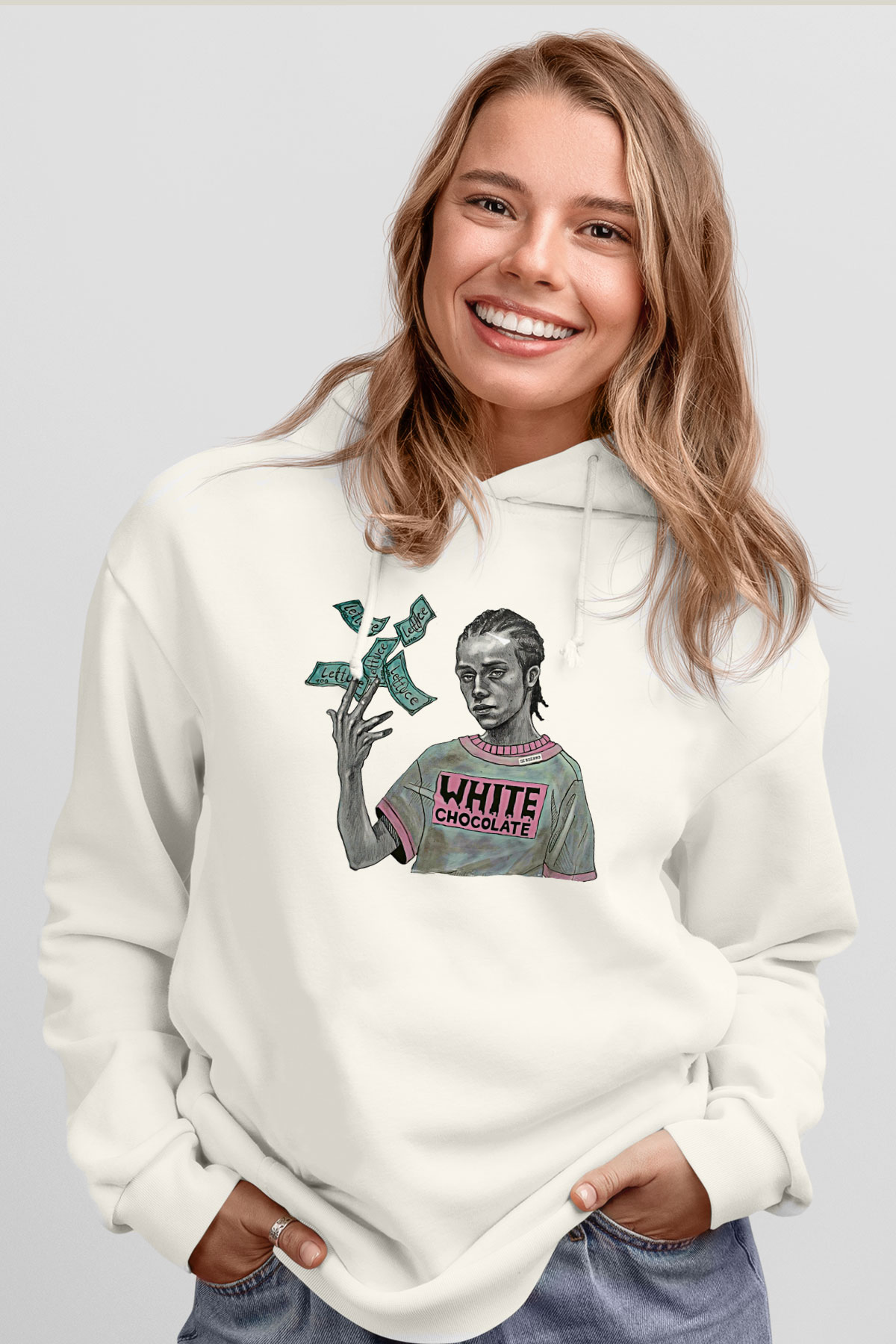 Shameless Baskılı Beyaz Unisex Hoodie