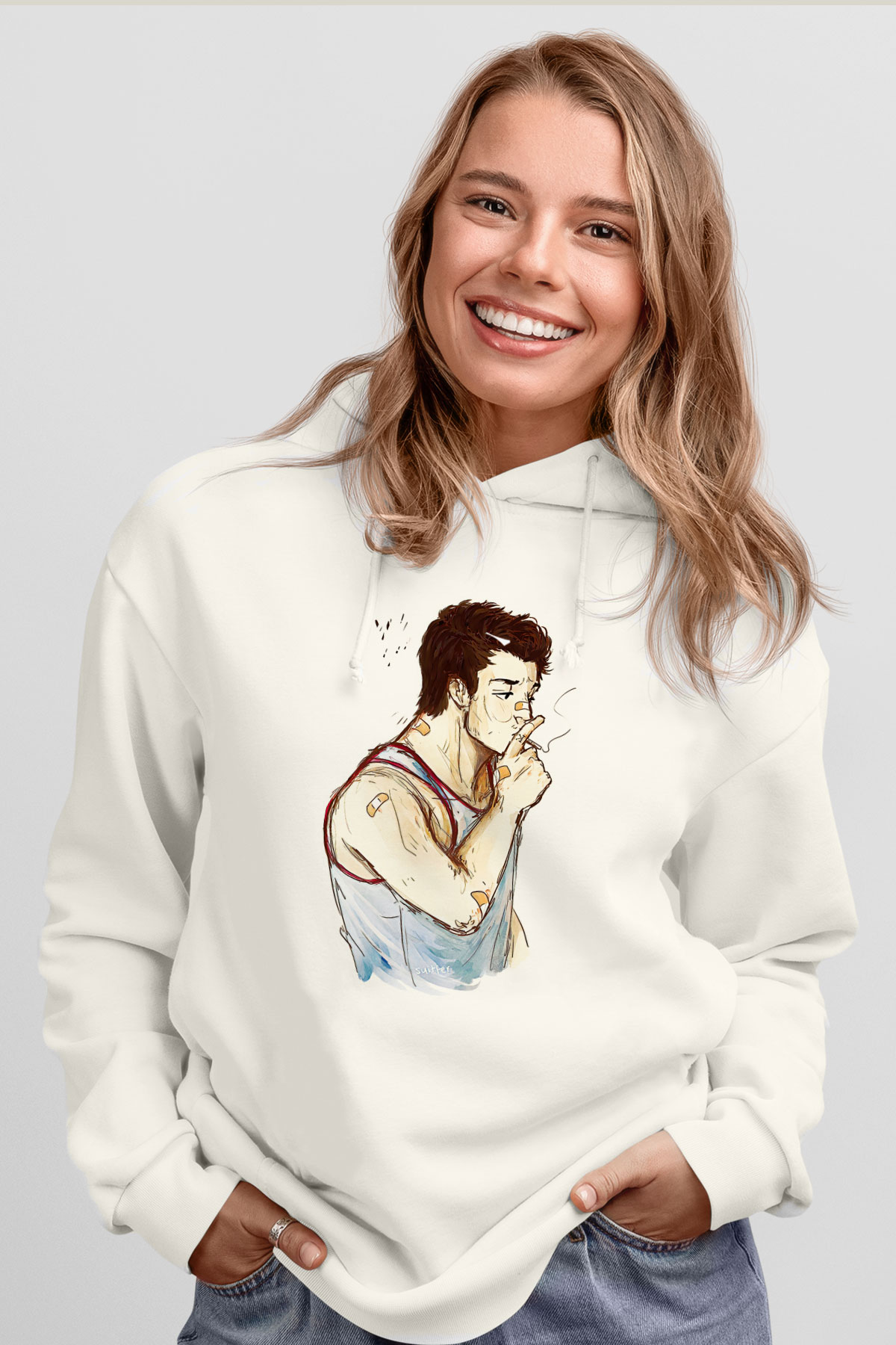 Shameless Baskılı Beyaz Unisex Hoodie