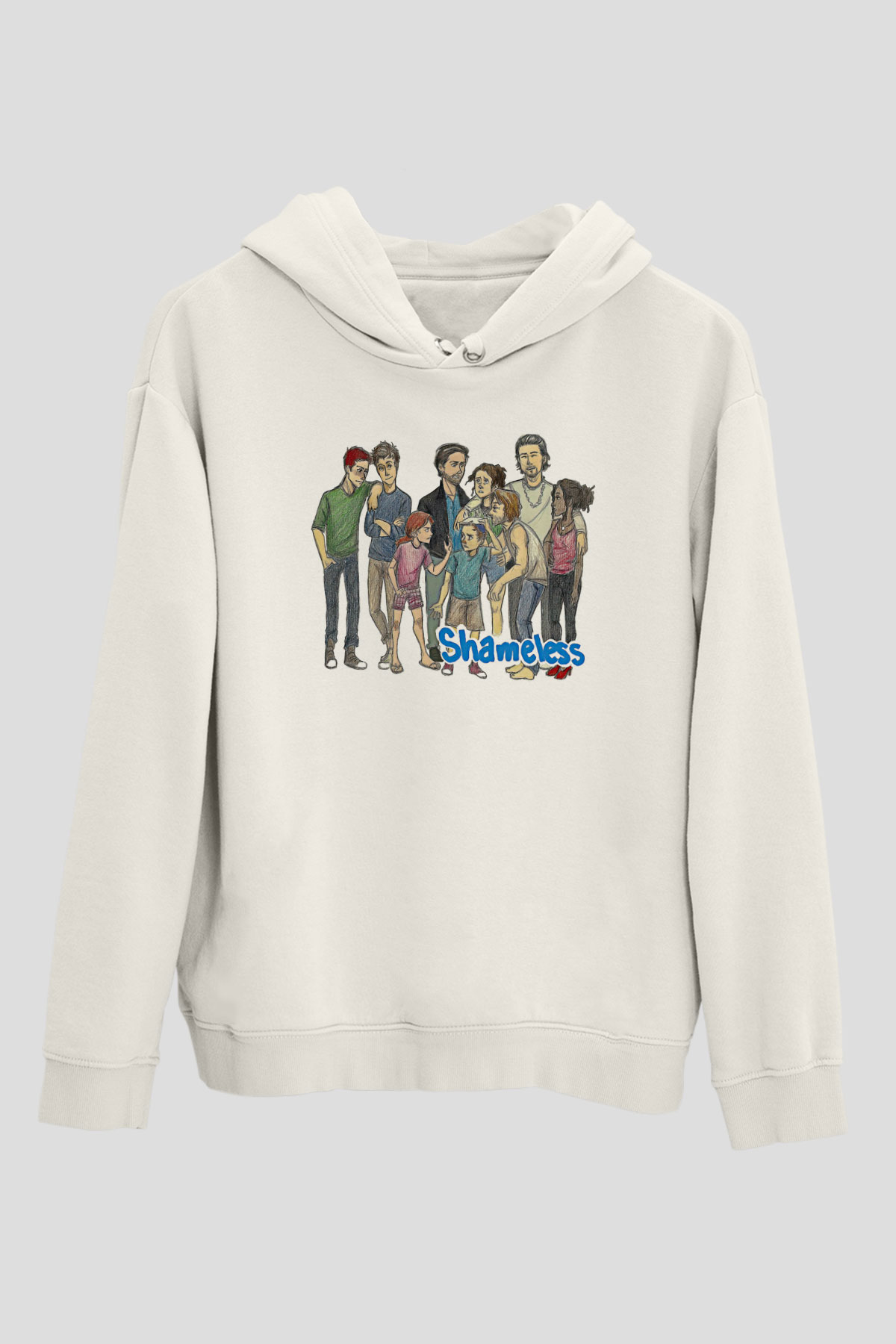 Shameless Baskılı Beyaz Unisex Hoodie