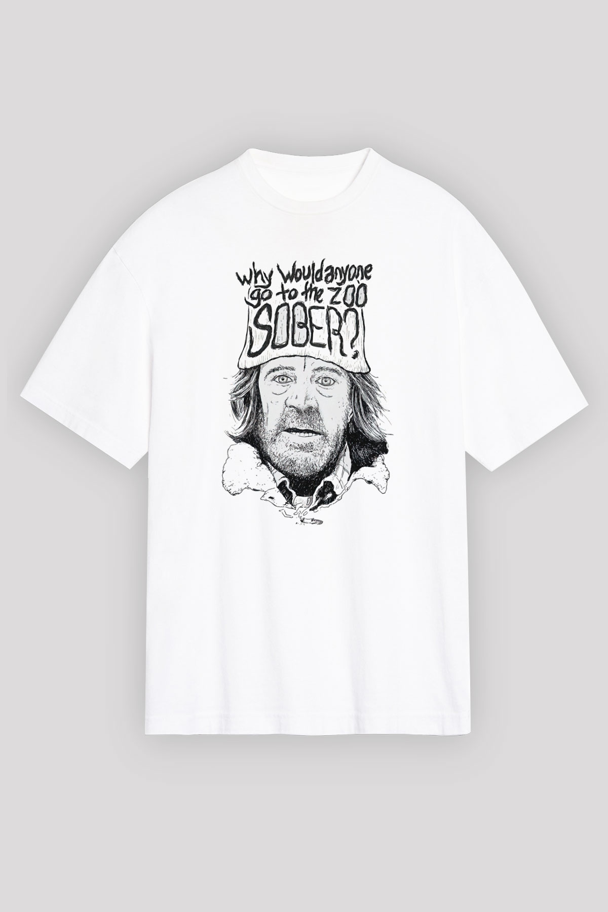 Shameless Baskılı Beyaz Unisex Oversize Tişört - Tshirt
