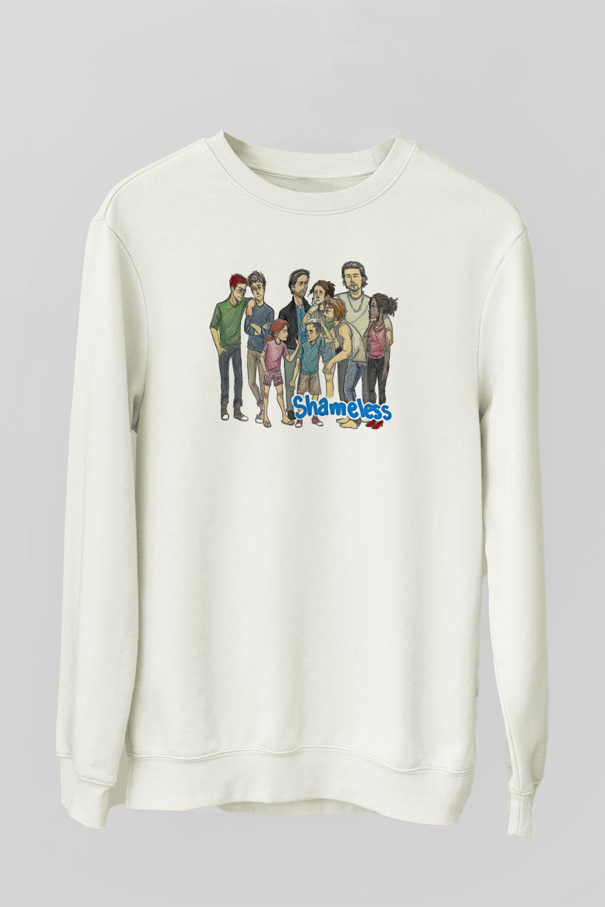 Shameless Baskılı Beyaz Unisex Sweatshirt
