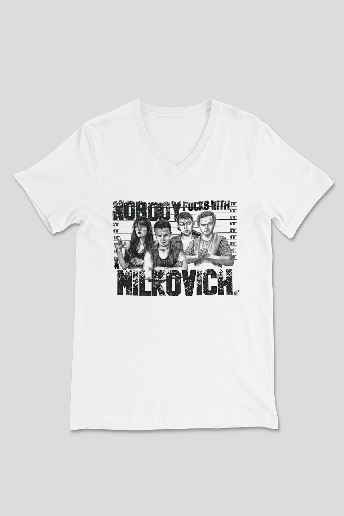 Shameless Baskılı Beyaz Unisex V Yaka Tişört - Tshirt