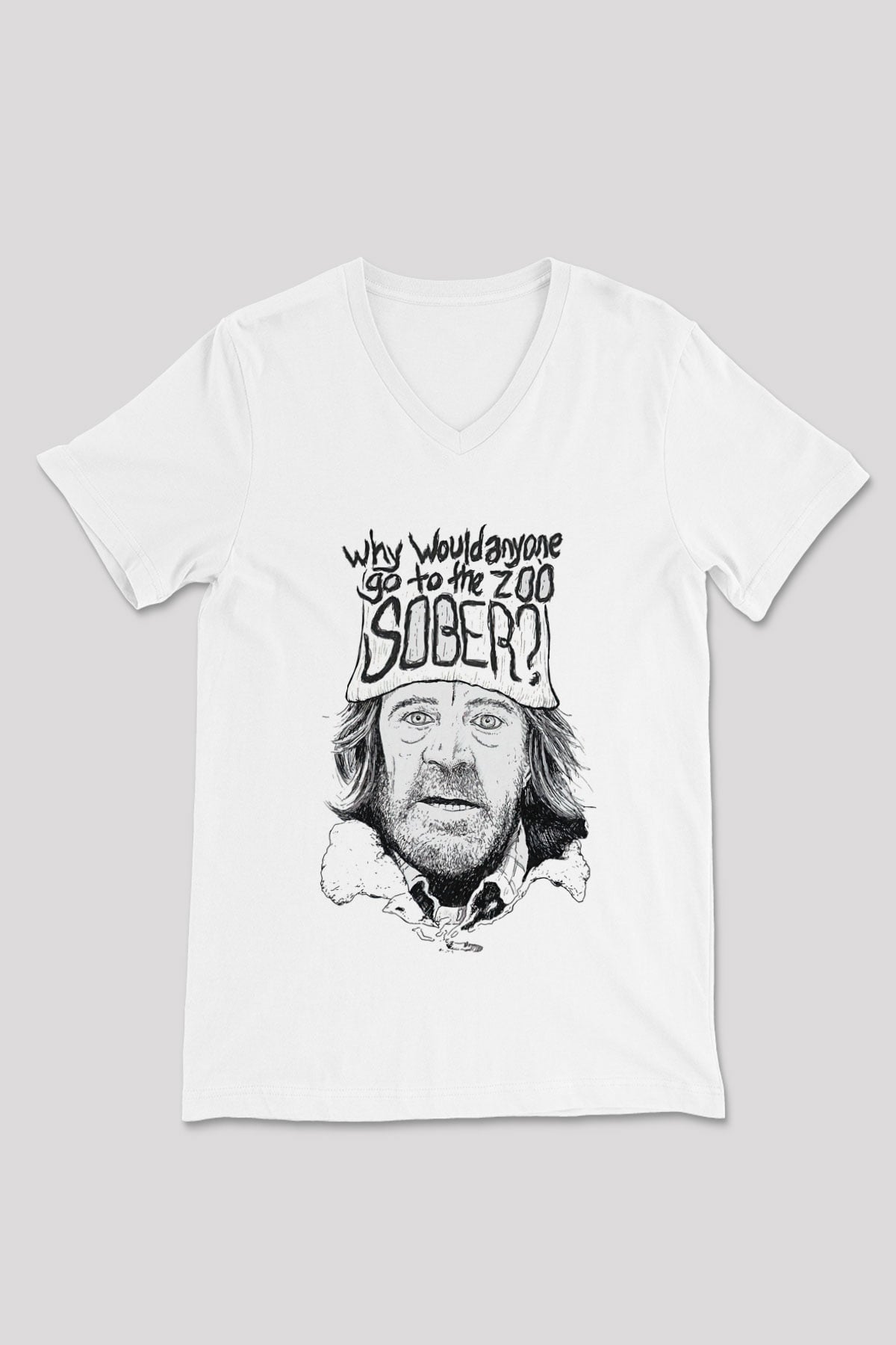 Shameless Baskılı Beyaz Unisex V Yaka Tişört - Tshirt