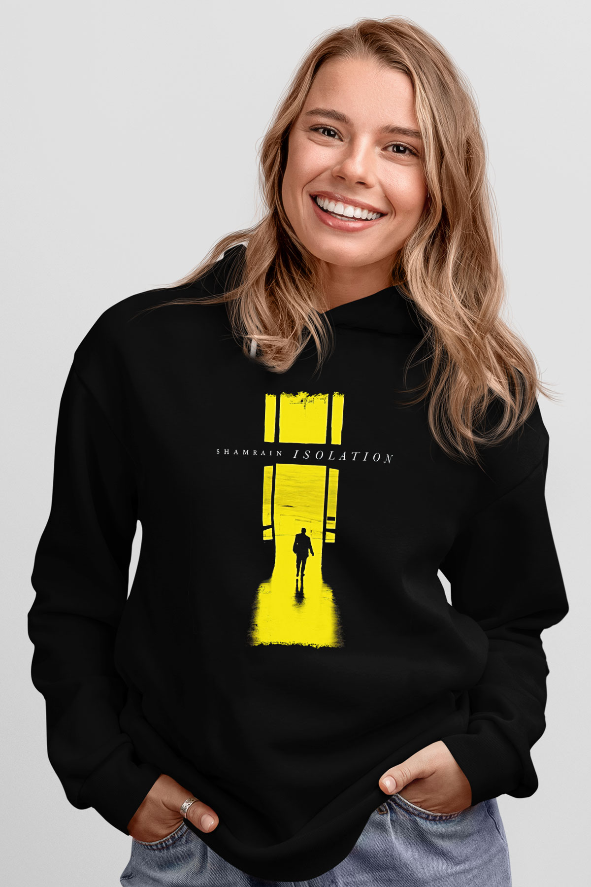 Shamrain Baskılı Unisex Siyah Kapüşonlu Sweatshirt